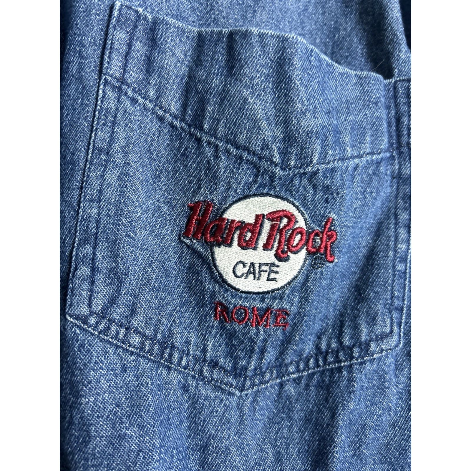 Hard Rock Cafe VINTAGE Hard Rock Denim Button-Down Shirt Long Sleeve M Blue Men Shirt Size US M / EU 48-50 / 2 - 5 Thumbnail