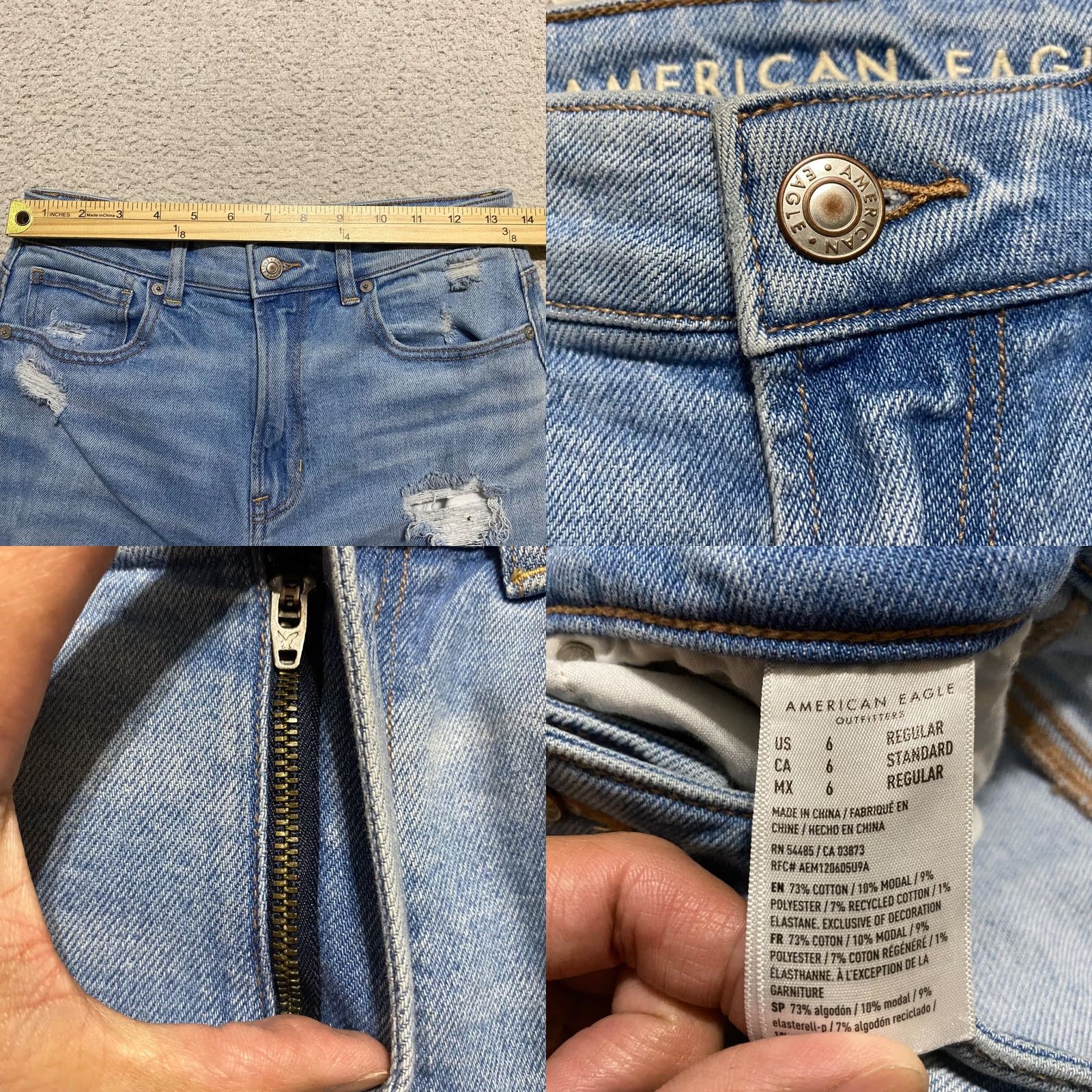 American Eagle Outfitters American Eagle Outfitters Womens Jeans Mom Style Distressed High Rise Blue Denim 90s Vintage Theme 6 Regular Size 27x26 Clothes Womens Jeans Size 28" / US 6 / IT 42 - 8 Thumbnail