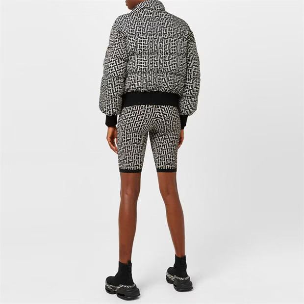 Balmain o1g2r1mq0924 Monogram Padded Jacket in Ivoire & Noir Size S / US 4 / IT 40 - 5 Thumbnail