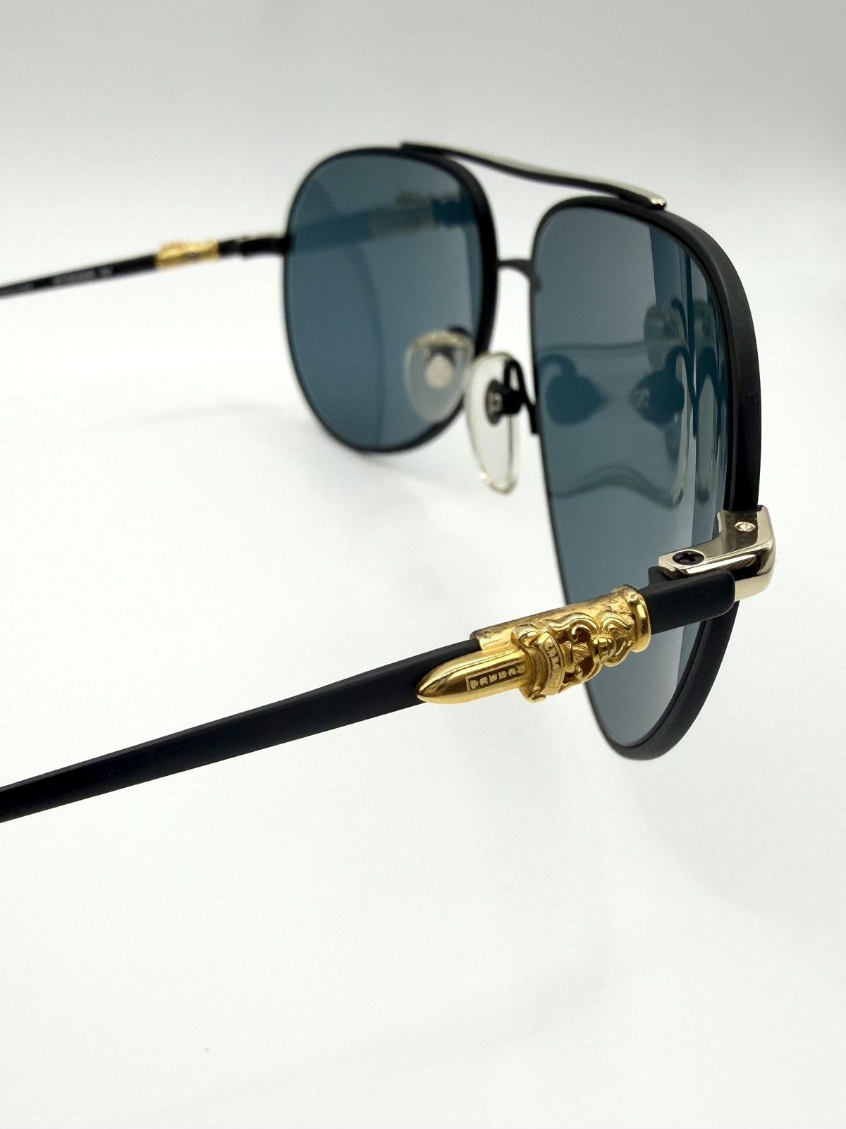 Chrome Hearts Chrome Hearts ‘Stains IV’ Gold Dagger Aviator Sunglasses Size ONE SIZE - 6 Thumbnail