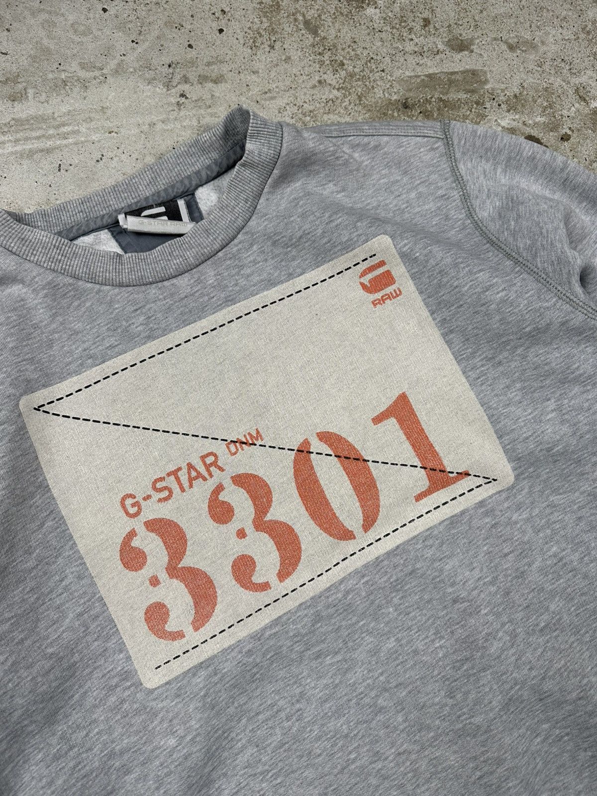 G-Star × Japanese Brand × Vintage Vintage Y2K G Star Raw 3301 Grey Crewneck Sweatshirt Size US XL / EU 56 / 4 - 4 Thumbnail