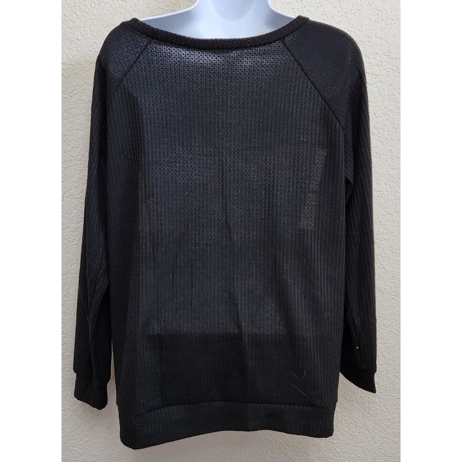 Other Bibi Black Pink Sequin Stripe Waffle Knit Top Small Soft Size S / US 4 / IT 40 - 3 Thumbnail