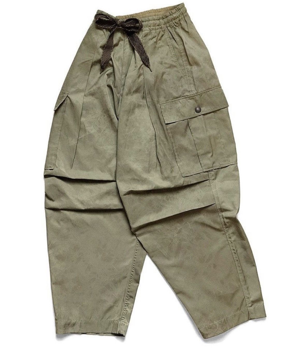 KAPITAL Fast Dry Twill Easy Jumbo Cargo Pants in Green | SVD USA