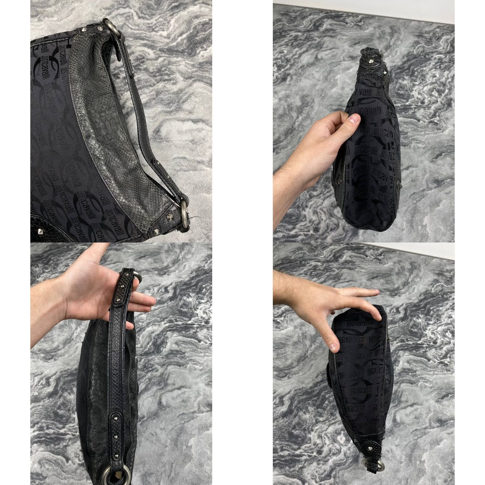 Just Cavalli Just Cavalli Leather Handbag Women Black Shoulder Bag Medium Leather Inner Pockets Detachable Strap Zip Closure Size ONE SIZE - 8 Thumbnail