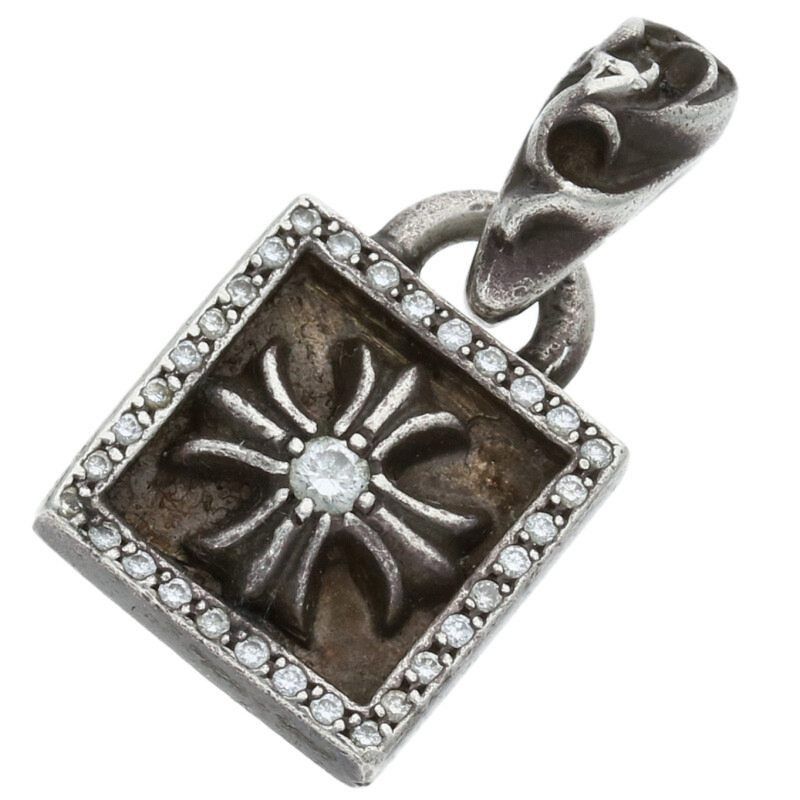 Chrome Hearts Small double CH cross pave diamond pendant 18K DBL