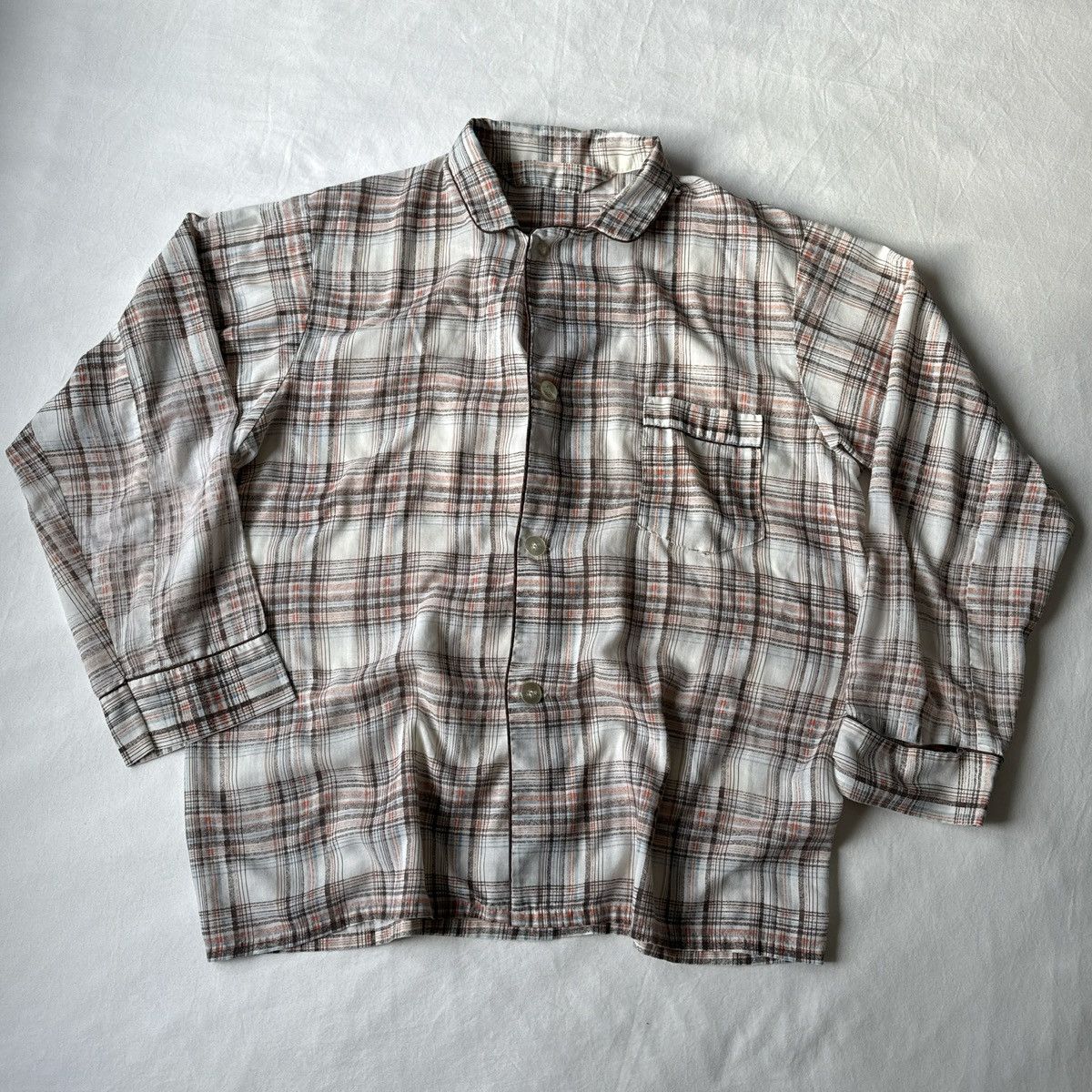 Vintage Vintage Plaid Button Shirt White & Brown Large L Size US L / EU 52-54 / 3 - 1 Thumbnail