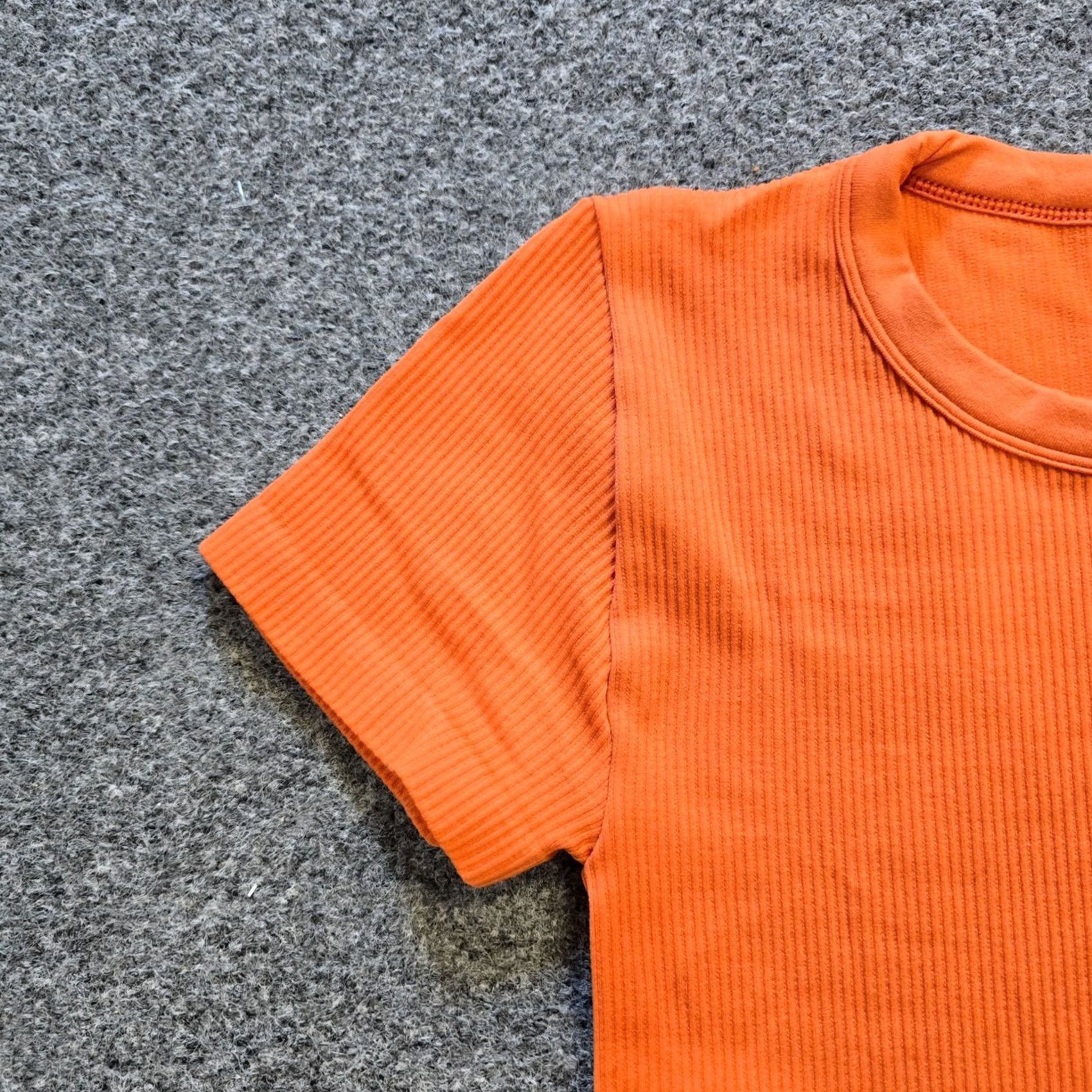 Vintage Sunday Best Top Womens Small Orange Ribbed Cropped Short Sleeve Stretch Shirt Size S / US 4 / IT 40 - 4 Thumbnail