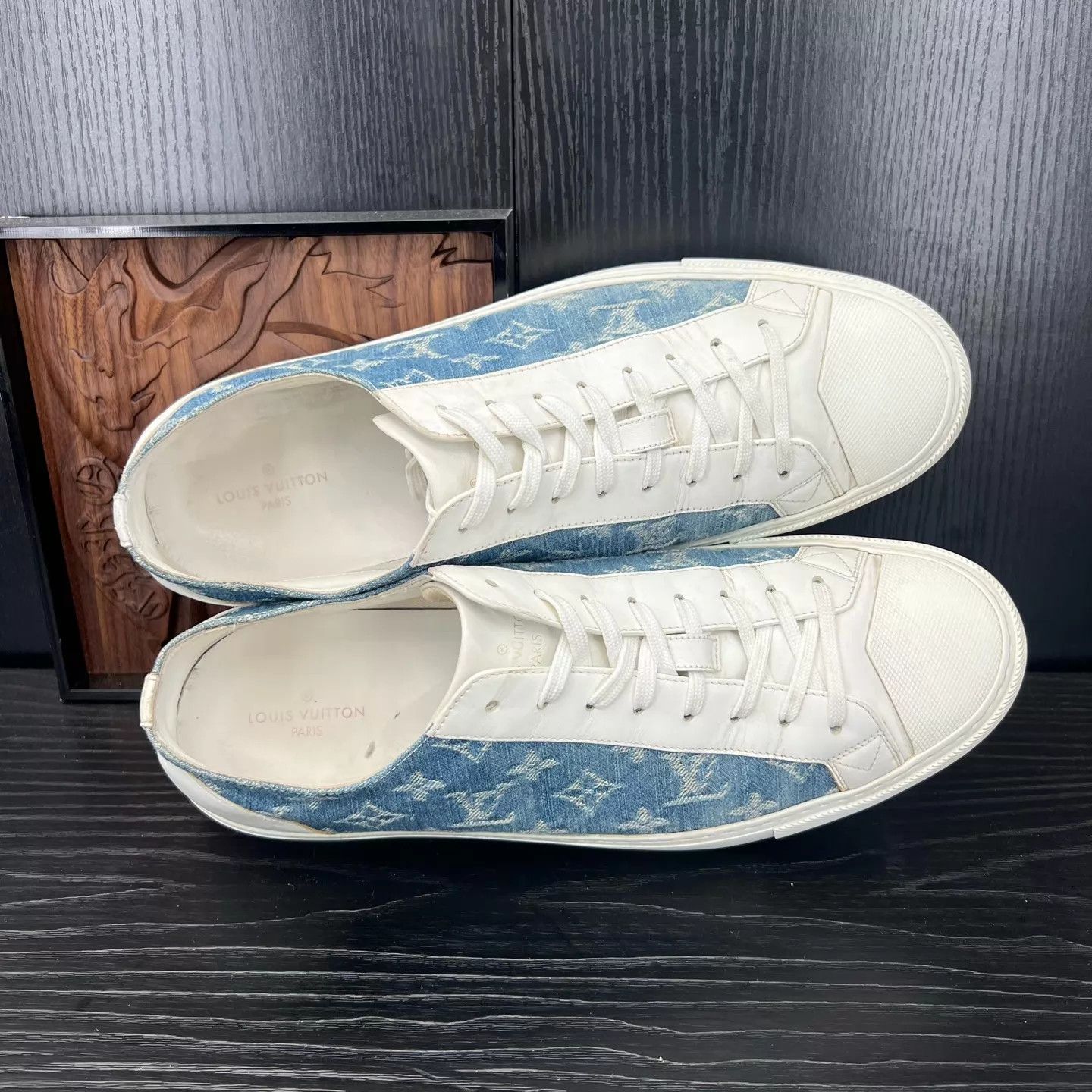 Louis Vuitton LV Tattoo Logo White & Blue Monogram Shoes 44 Size US 11 / EU 44 - 2 Thumbnail