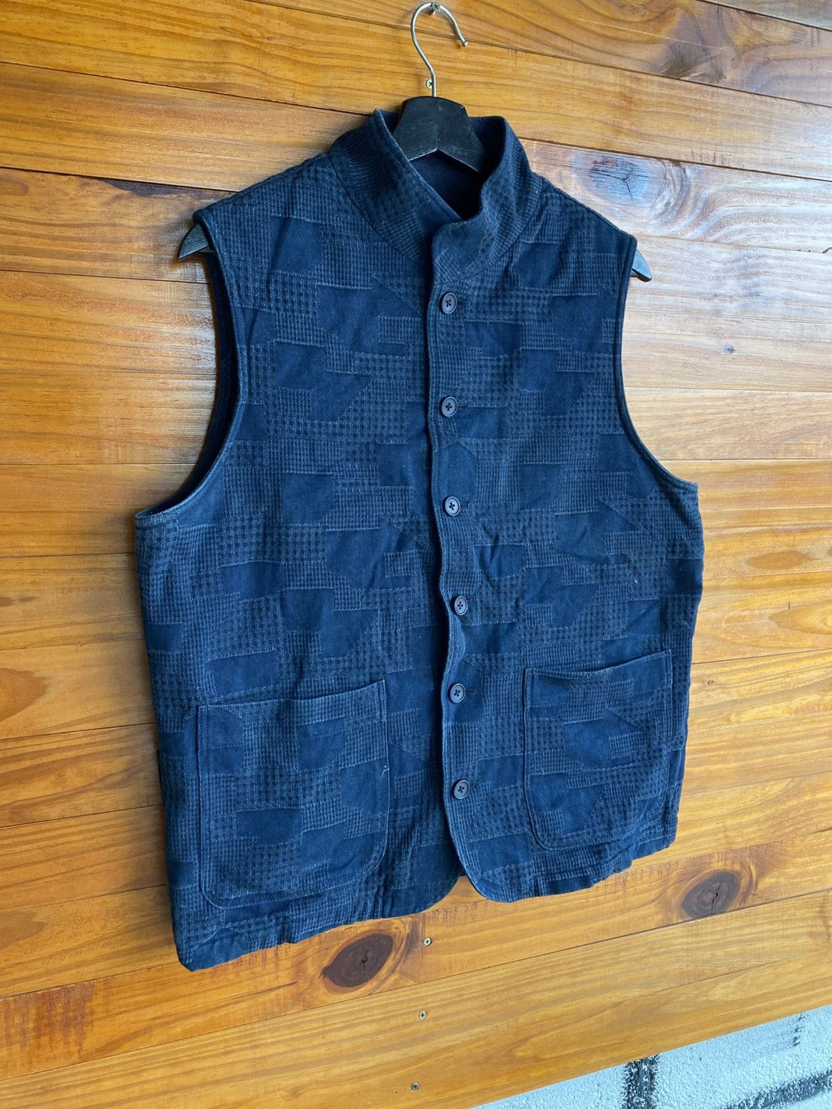 Japanese Brand Vintage Eddy Indigo Patchwork Vest – Japanese Made Size US M / EU 48-50 / 2 - 5 Thumbnail