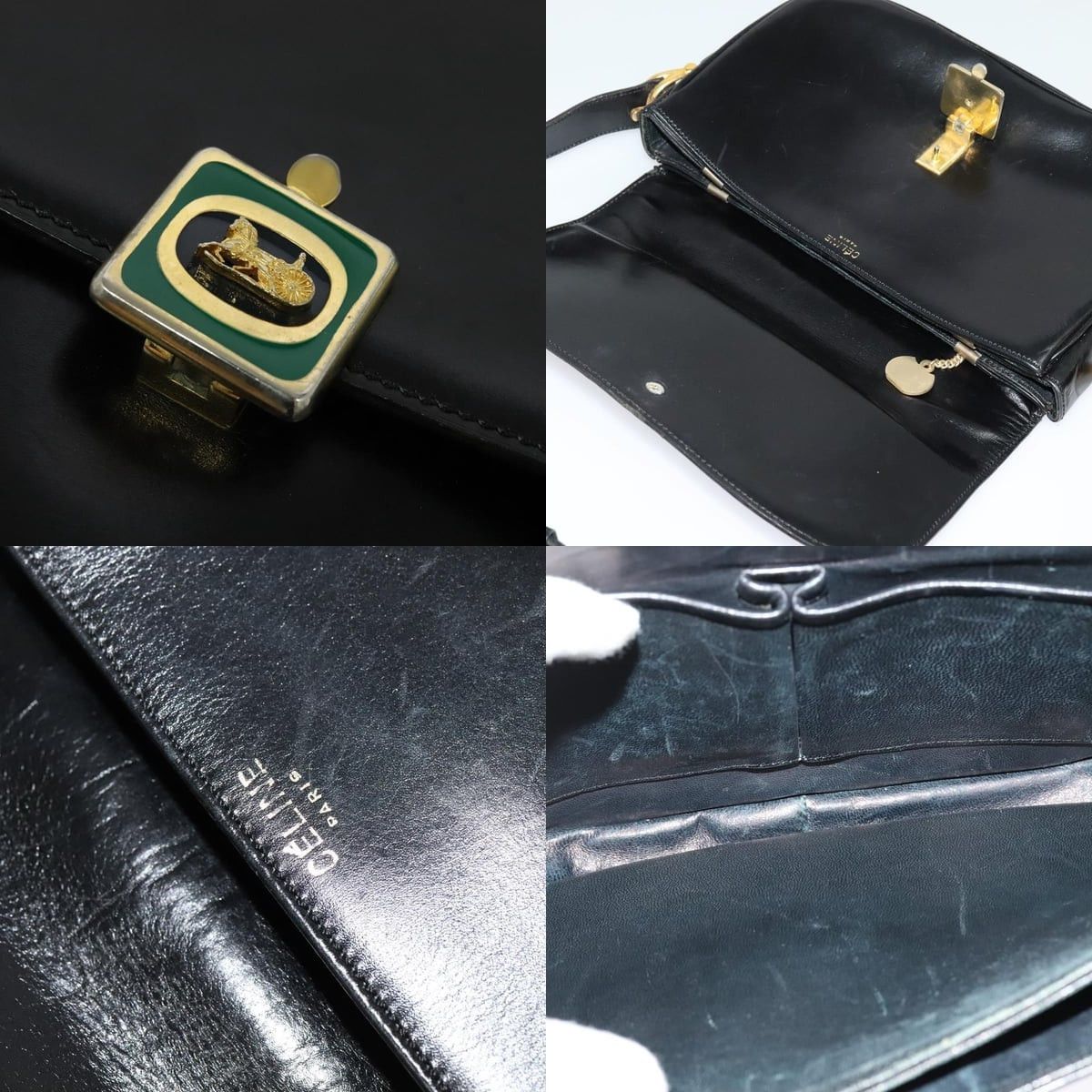 Celine CELINE Shoulder Bag Leather Black Gold Size ONE SIZE - 11 Thumbnail