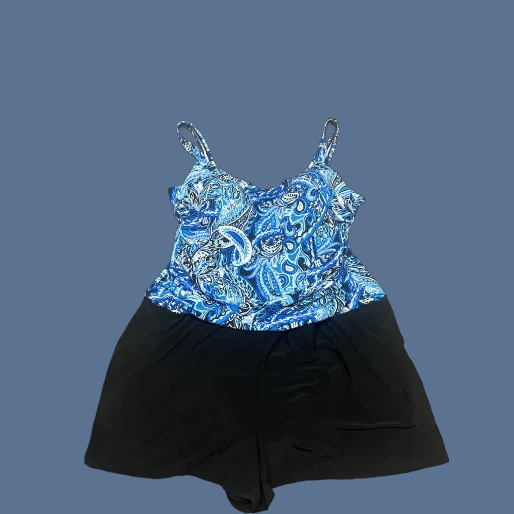 Swims VINTAGE? Wait - item is not vintage. Proceed with: Magic Brands 2XL SlimSwim Shortini Women Plus Blue Bohemian Rhapsody NWT MSRP 28 Size ONE SIZE - 1 Thumbnail