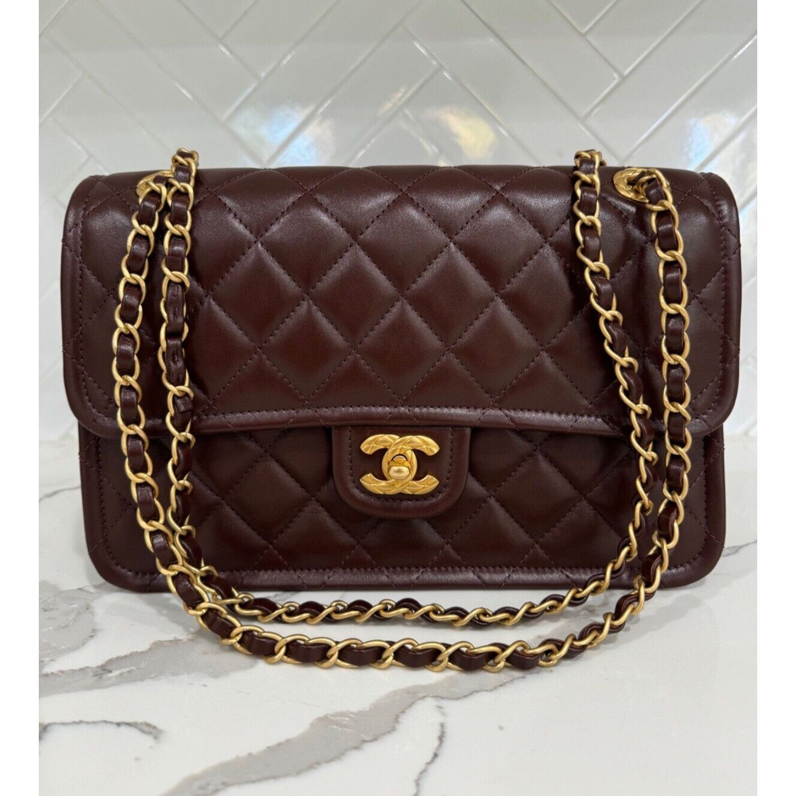 Chanel Chanel Dark Brown Large CC Gold Classic Shoulder Bag Size ONE SIZE - 9 Thumbnail