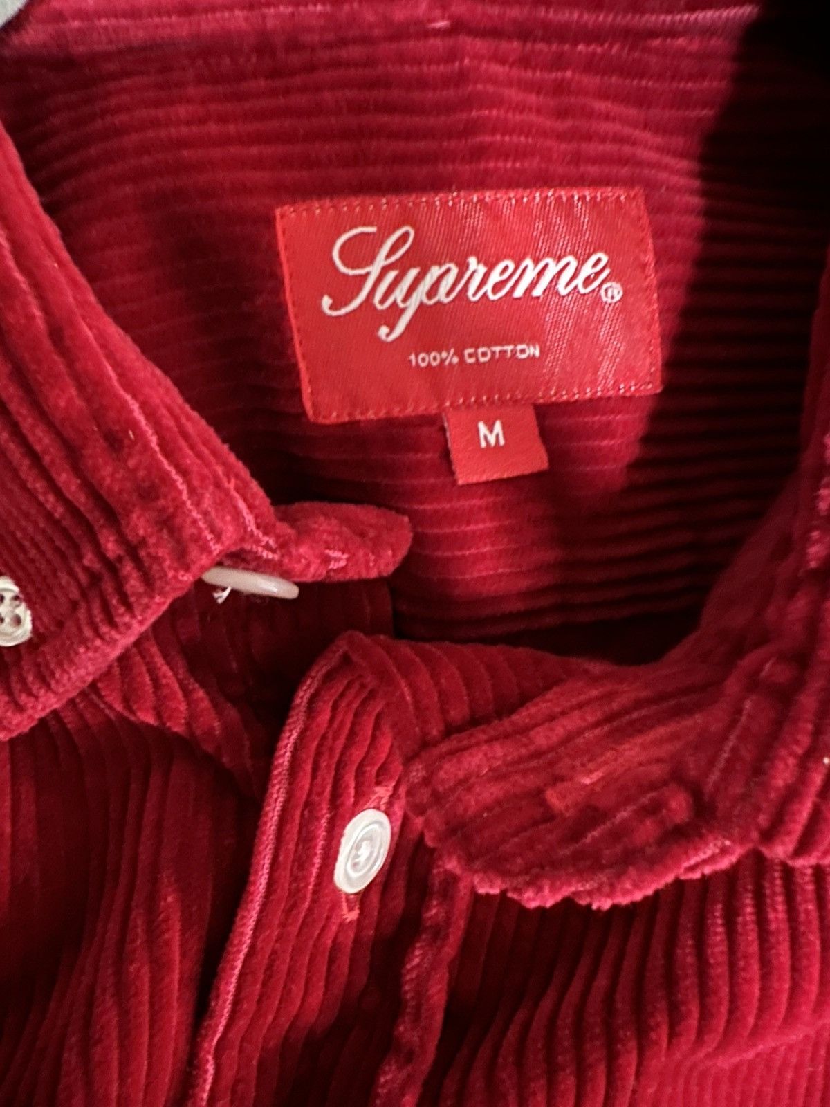 Supreme Supreme FW 14 Heavy Corduroy Shirt - Red, Medium Size US M / EU 48-50 / 2 - 3 Thumbnail