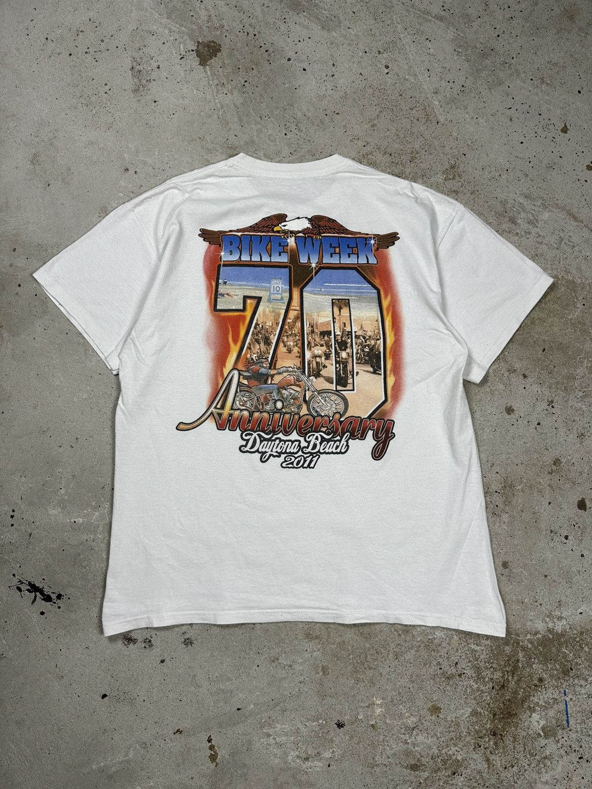 Harley Davidson Vintage Bike Week Daytona Beach Harley Moto Print T Shirt Size US XL / EU 56 / 4 - 3 Thumbnail