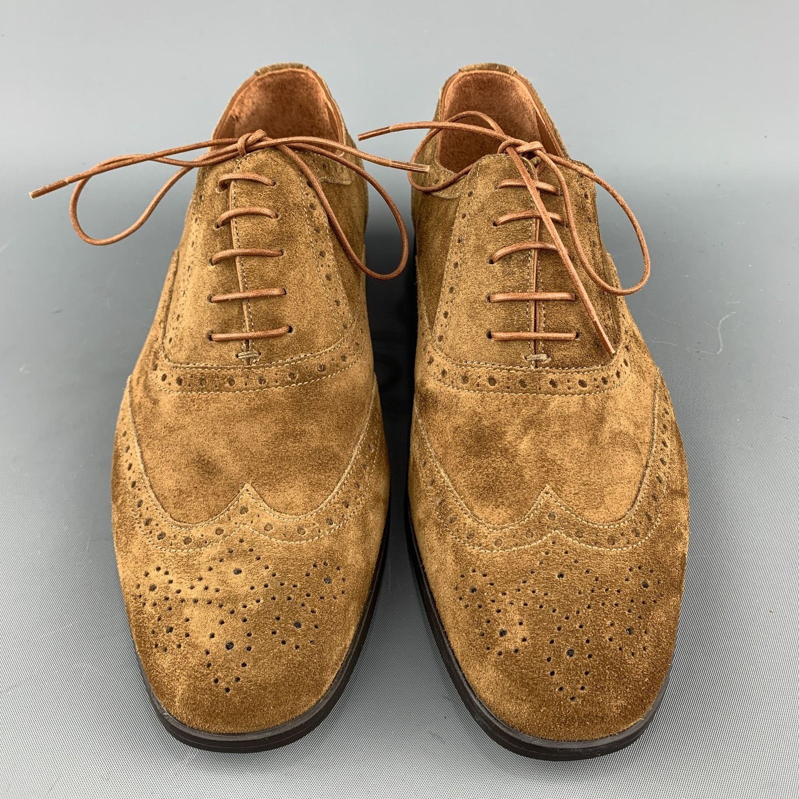 Ralph Lauren RALPH LAUREN Brown Perforated Suede Wingtip Lace Up Shoes Size US 8 / EU 41 - 4 Thumbnail