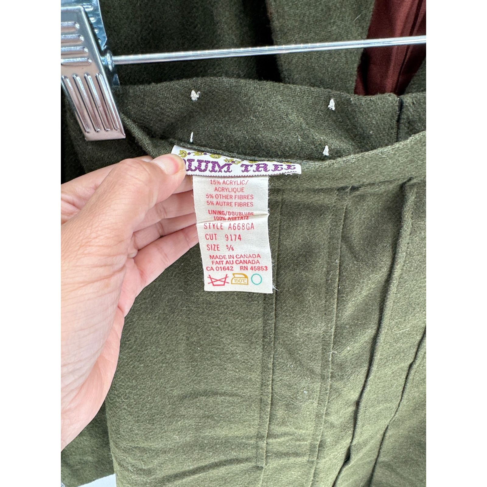 Other Vintage Plum Tree army green blazer skirt Canada size XS Size 22" - 9 Thumbnail