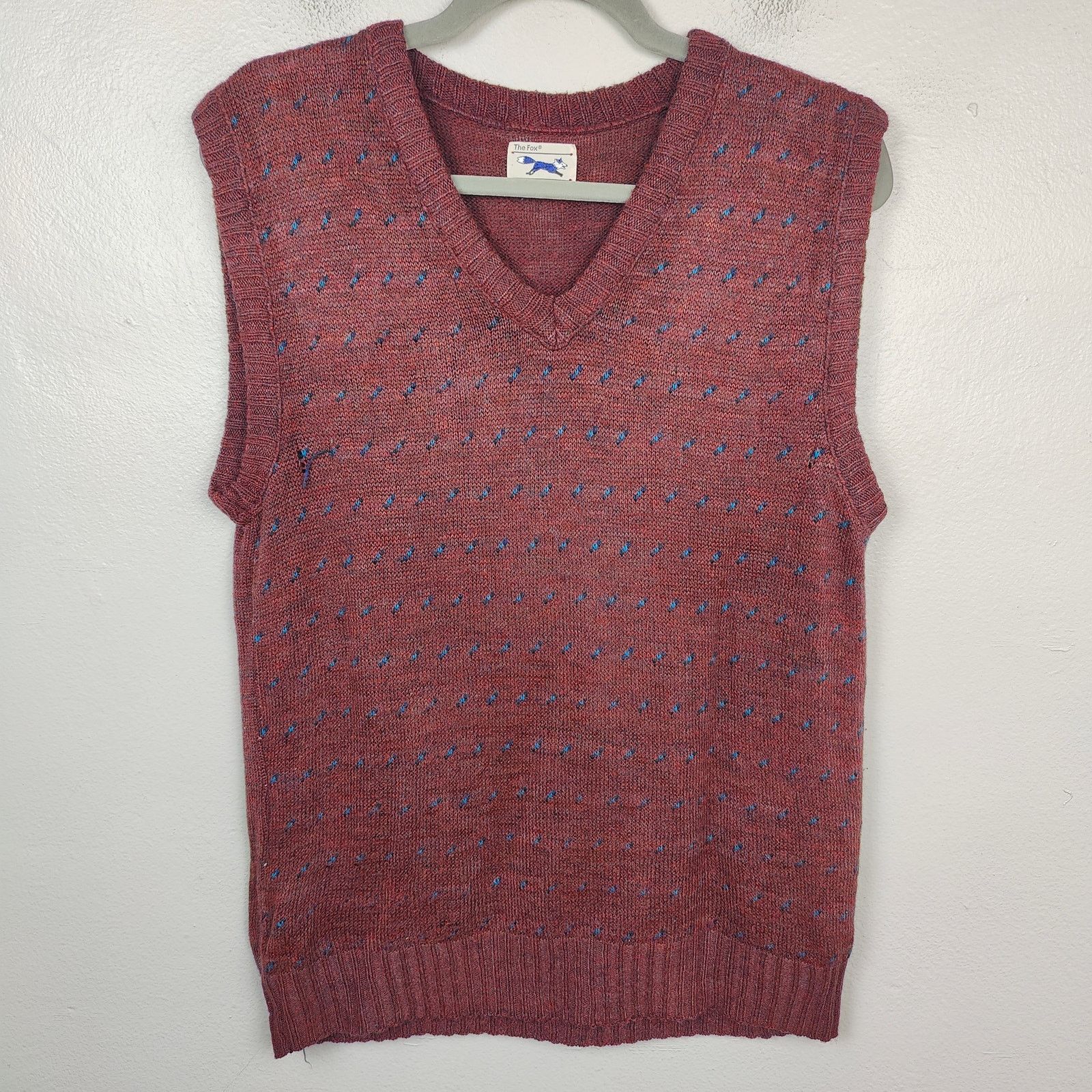 Other Vintage The Fox JC Penney Vest Mens XL Red Blue Speckled Size US XL / EU 56 / 4 - 1 Thumbnail