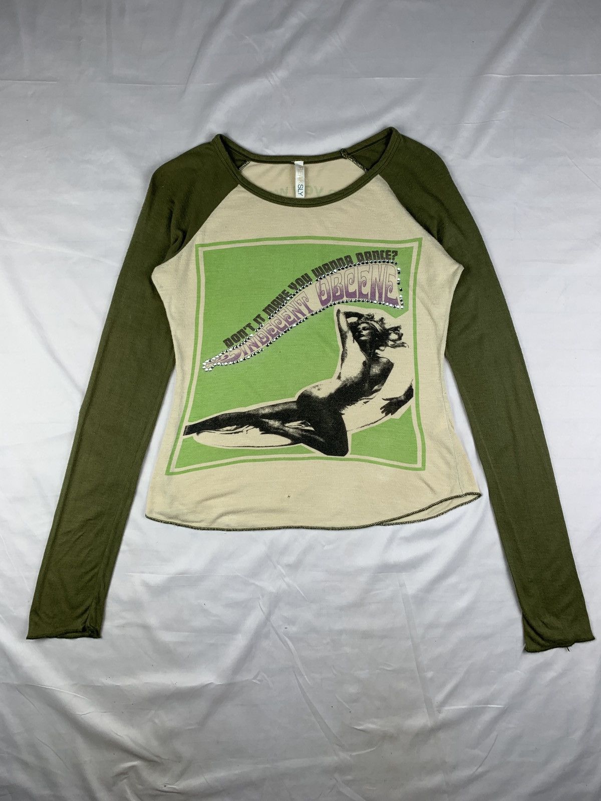 SLY Trash 2000s FREAKSLY Multicolor N*de Girl Graphic Raglan Top Size M / US 6-8 / IT 42-44 - 1 Thumbnail