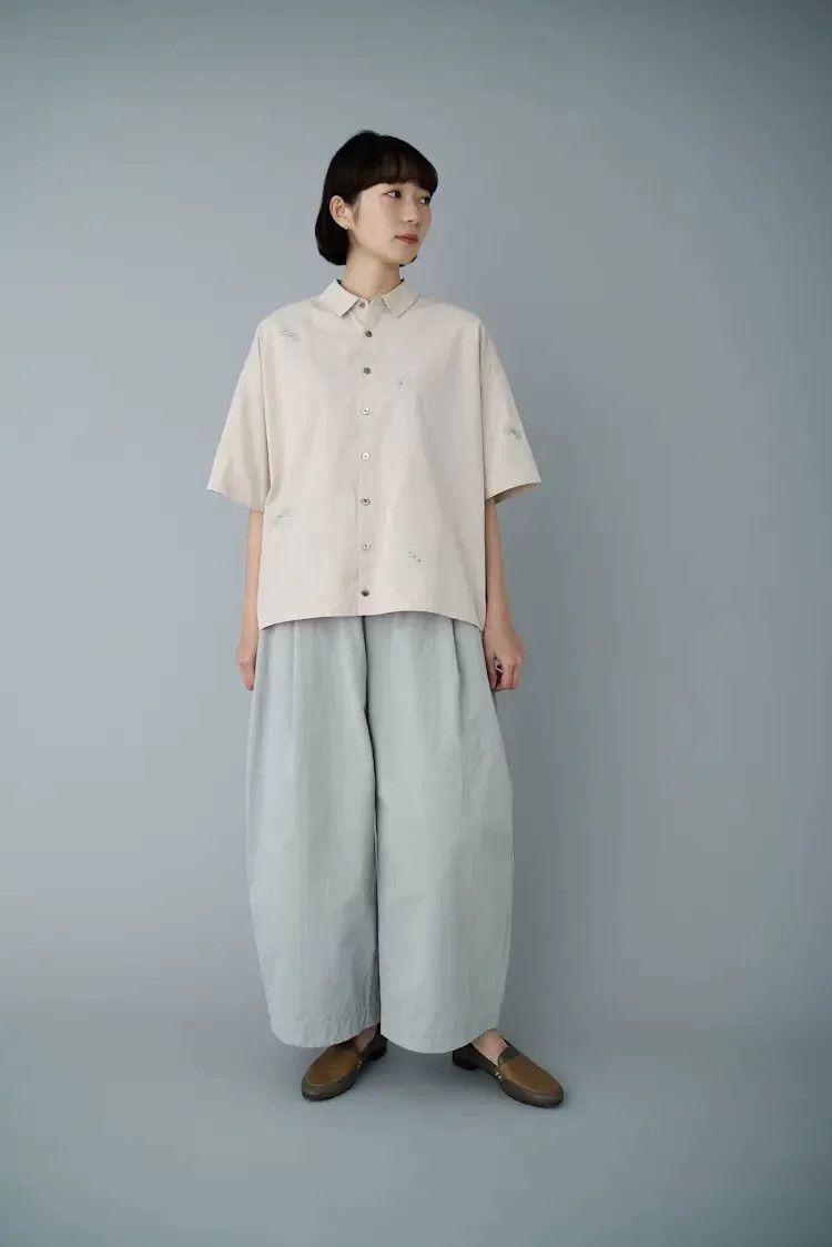 mina perhonen Mina Perhonen Gray Blue Wide Leg Pants Size 38" / US 16 / IT 52 - 1 Thumbnail