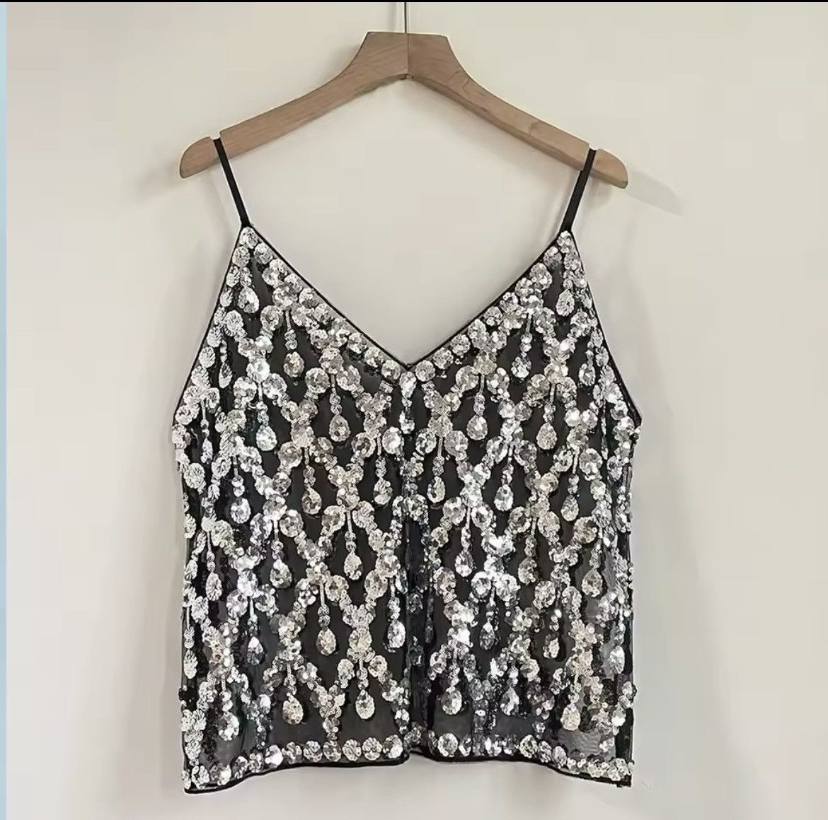 Other Silver and Black Ibiza Sheer Sequin Top Size ONE SIZE - 1 Preview