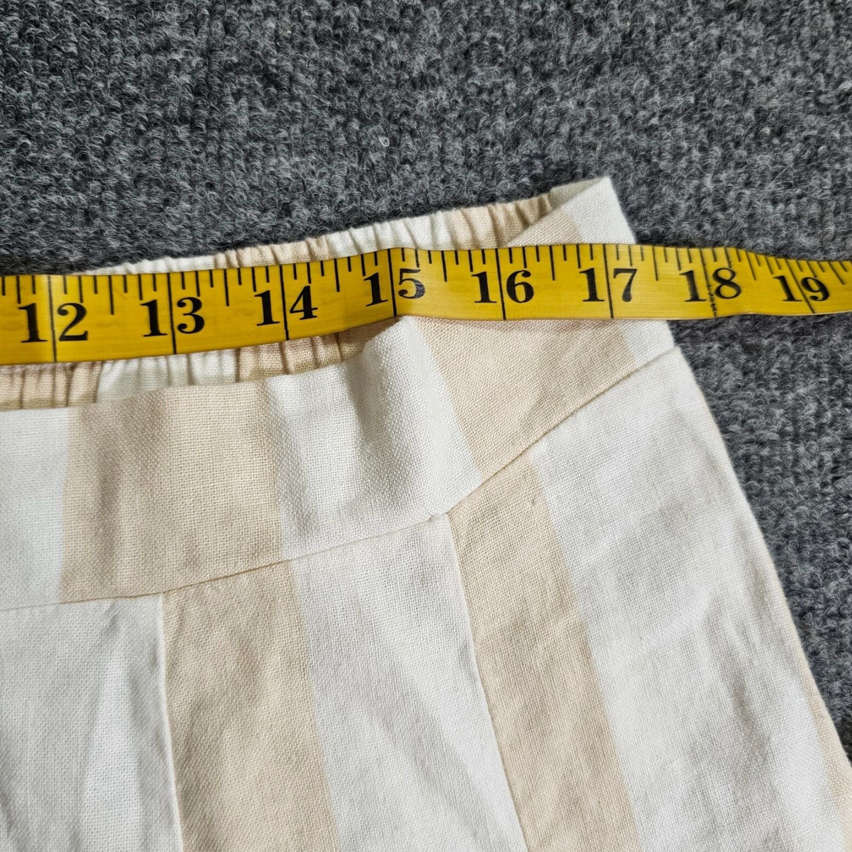 Vintage Versona Pants Womens XL Beige Striped Linen Ultra Wide Leg Crop Beachy Size 40" / US 18 - 5 Thumbnail