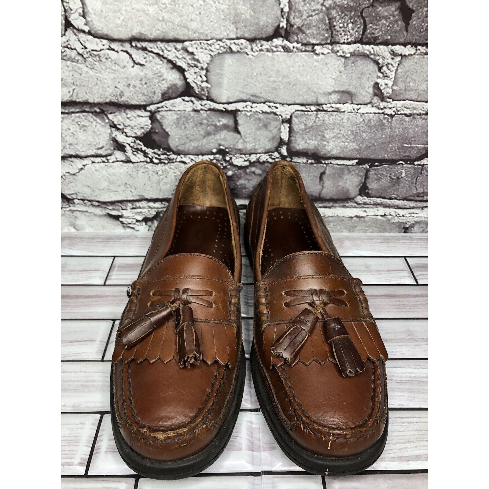 Bass Bass Strout Brown Leather Tassel Loafers SlipOn Casual Shoes Size US 7.5 / EU 40-41 - 16 Thumbnail