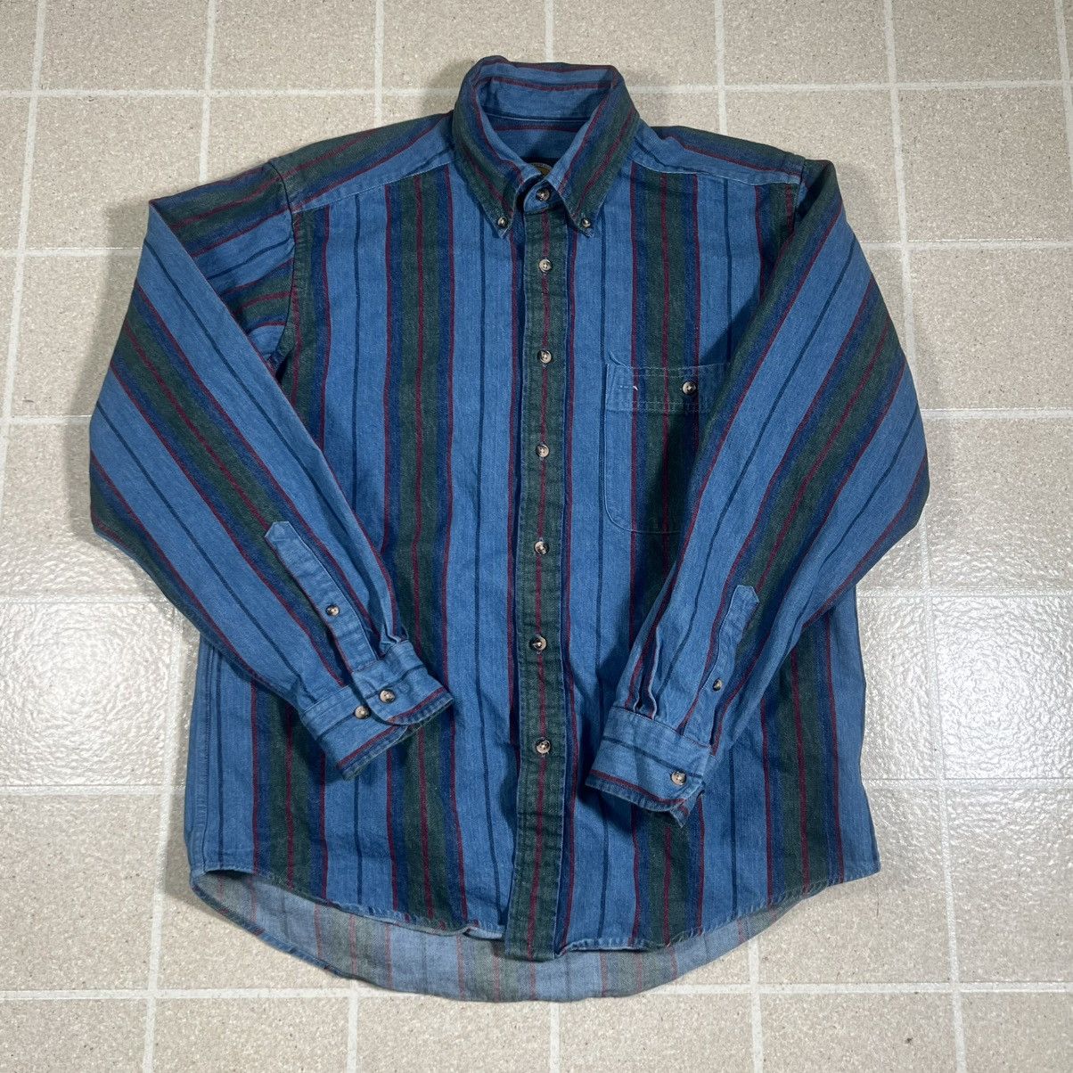 Cabelas Vintage Cabelas Denim Striped Shirt Blue Outdoor Hunting Size US M / EU 48-50 / 2 - 1 Thumbnail