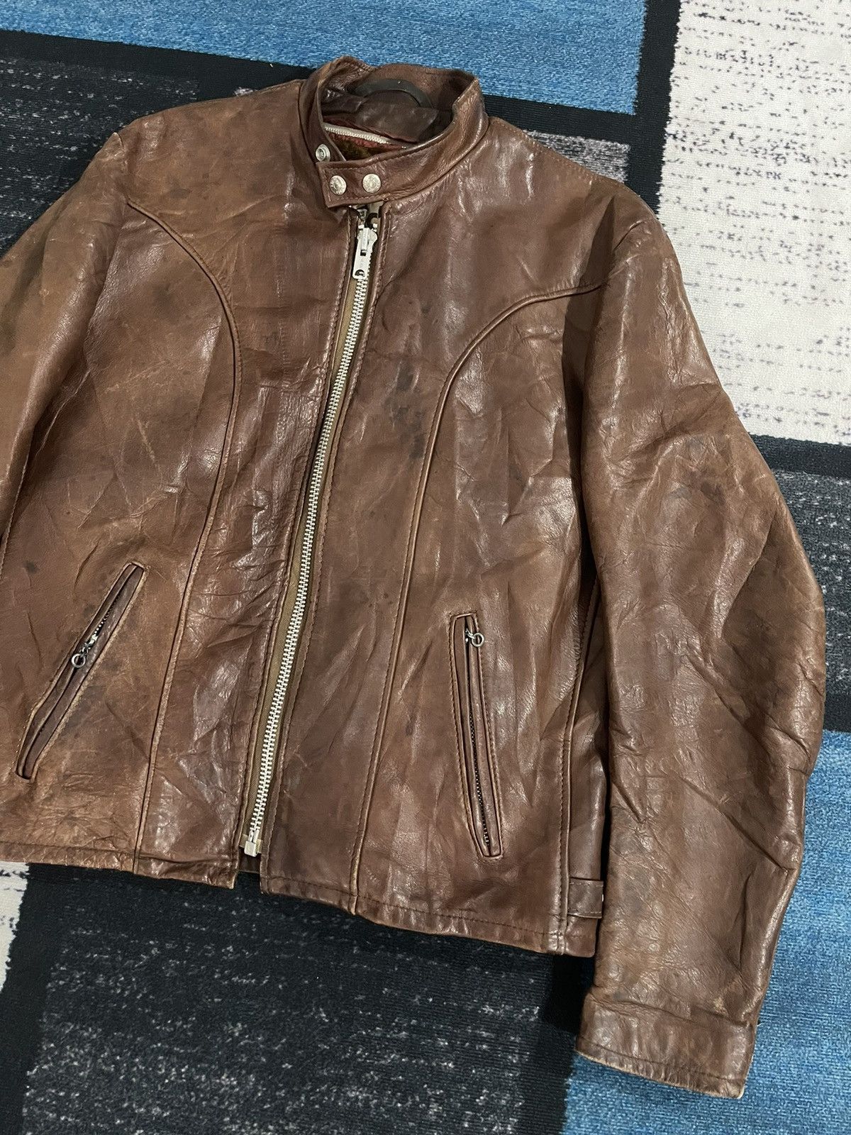 Schott SCHOTT CAFE RACER LEATHER BIKER JACKET Size US L / EU 52-54 / 3 - 3 Thumbnail