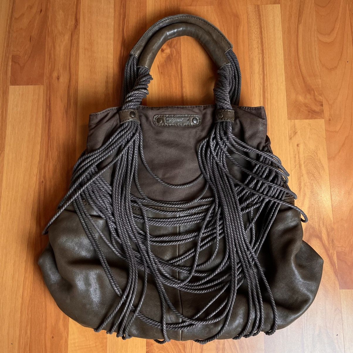 Diesel Diesel Canvas Leather Rope Fringe Hobo Abstract Y2K Bag 
