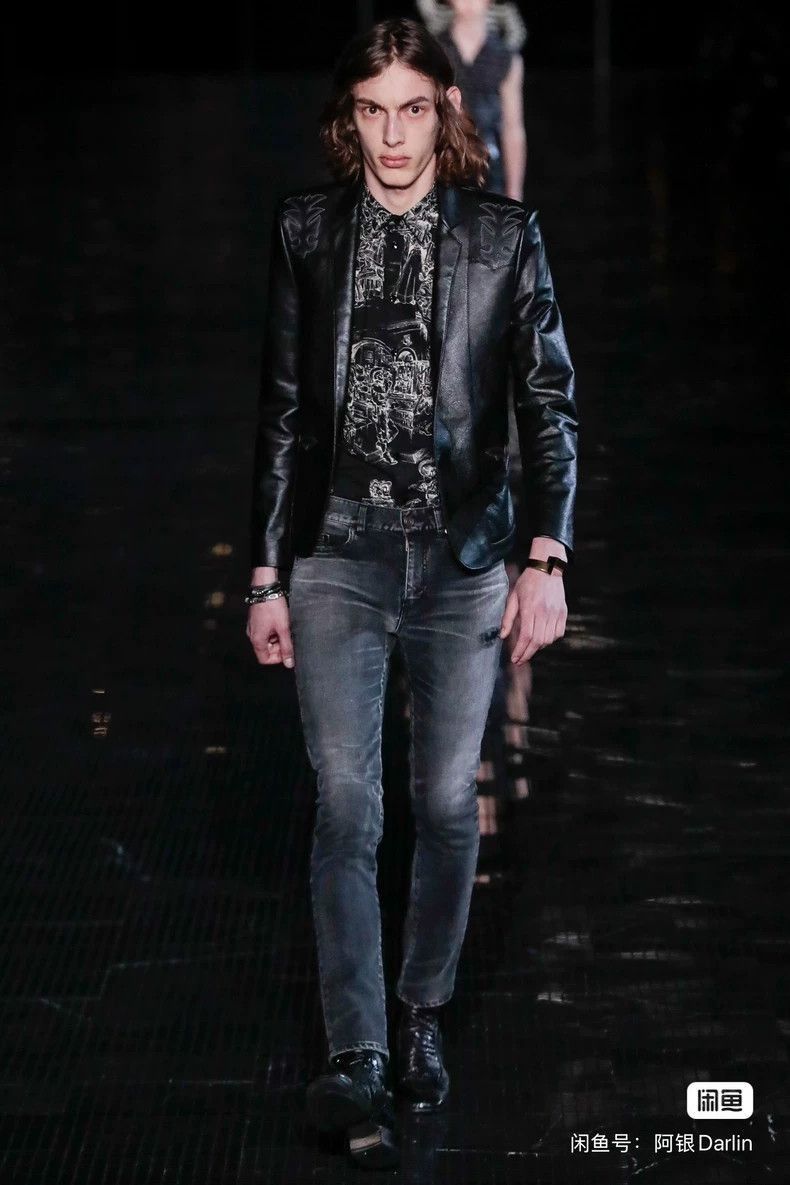 Saint Laurent Paris Saint Laurent Paris Saint Laurent Leather Blazer with Embr Size US XL / EU 56 / 4 - 8 Thumbnail