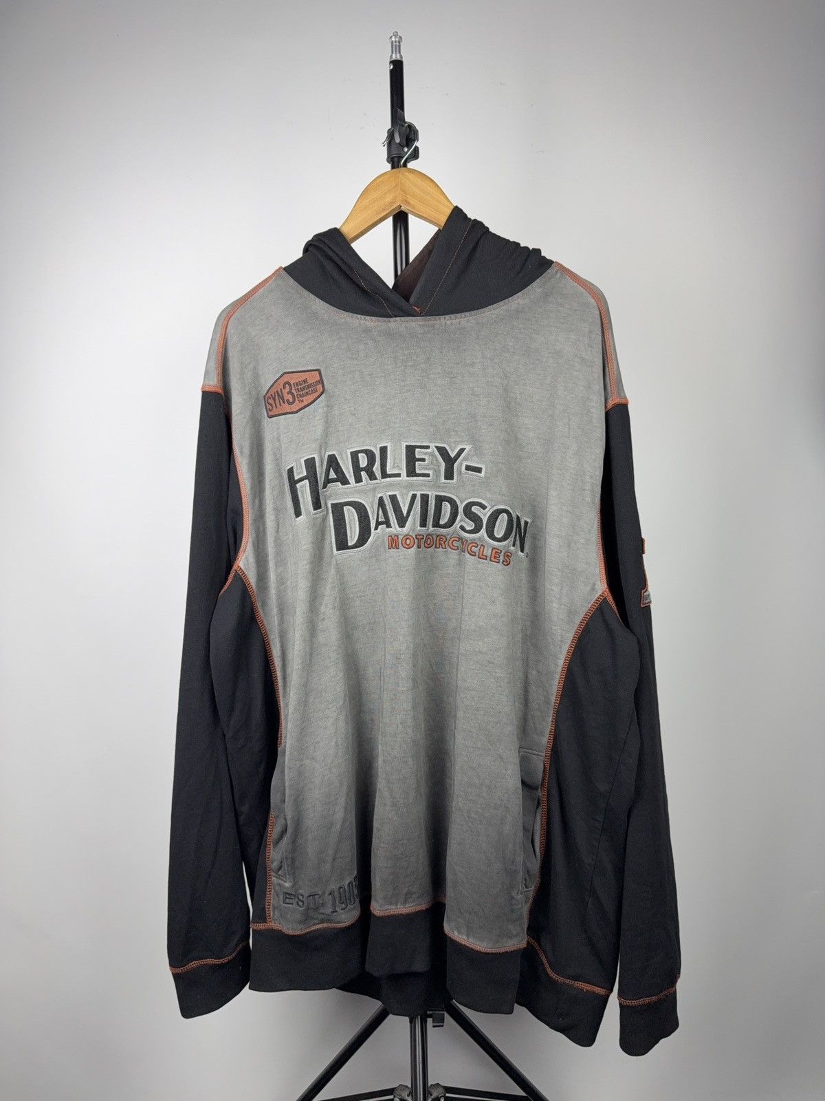 Harley Davidson Retro 00s Harley-Davidson Two-Tone Embroidered Eagle Hoodie Size US XXL / EU 58 / 5 - 1 Thumbnail