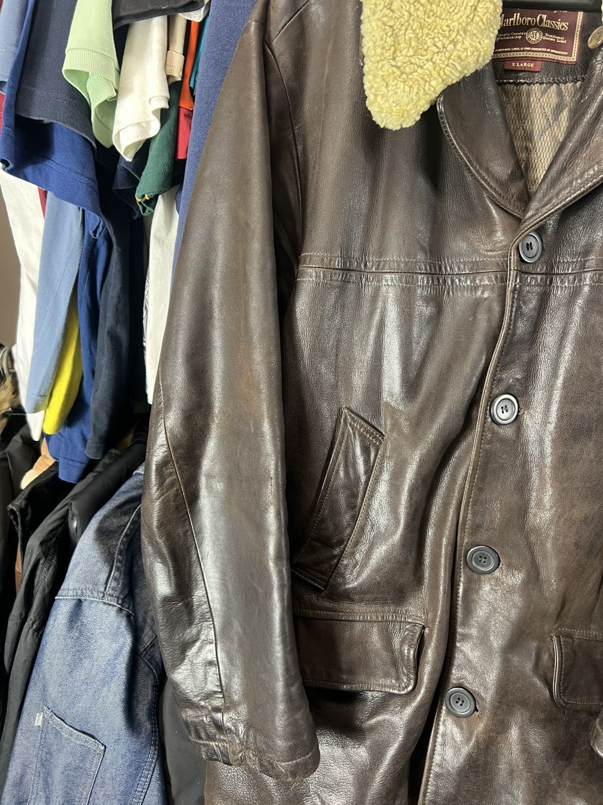 Marlboro Vintage Malboro Fur Leather Hype Y2K Jacket Size US XL / EU 56 / 4 - 4 Thumbnail