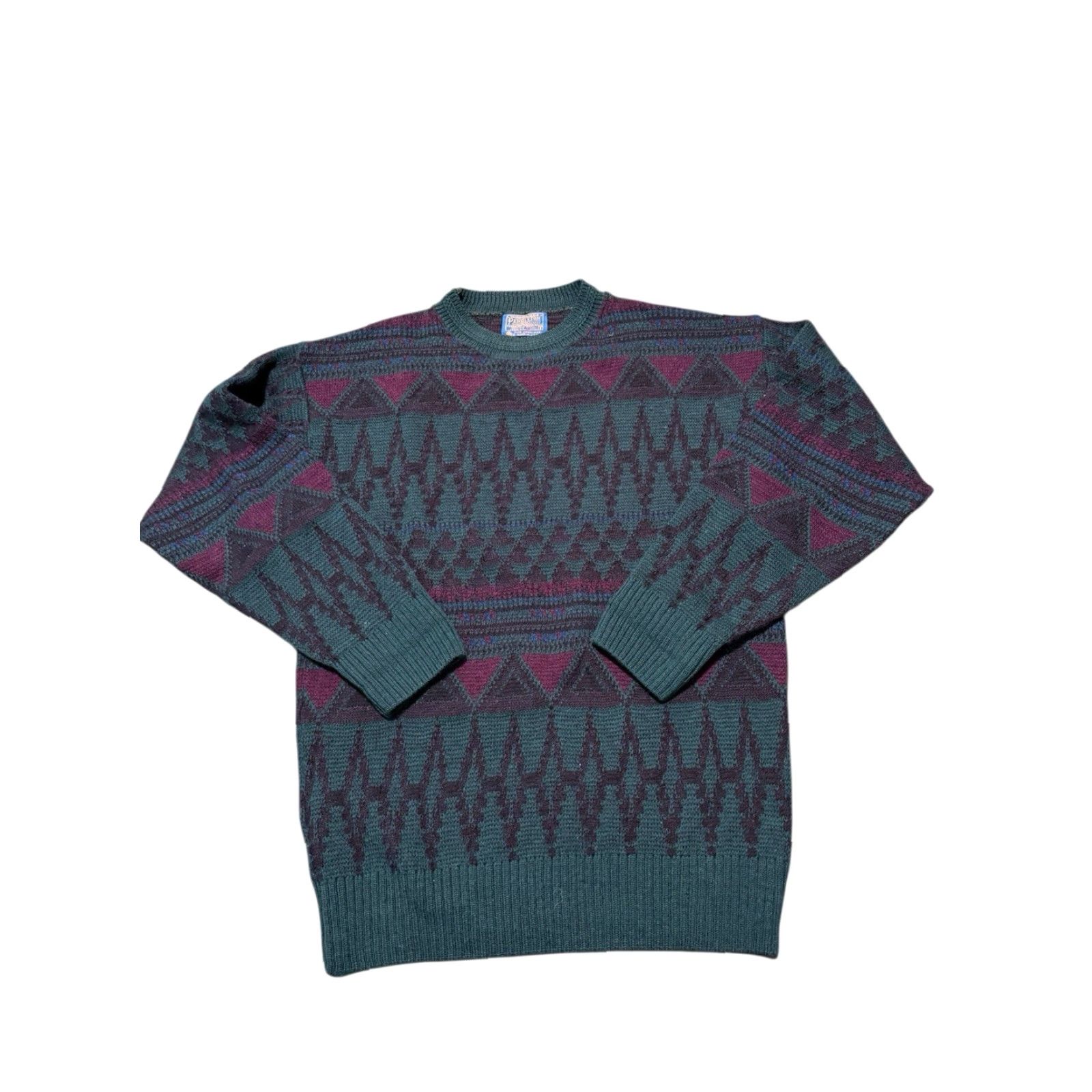 Pendleton VINTAGE Pendleton Sweater Mens Small Virgin Wool Aztec Geometric Teal Purple USA Size US XL / EU 56 / 4 - 7 Thumbnail