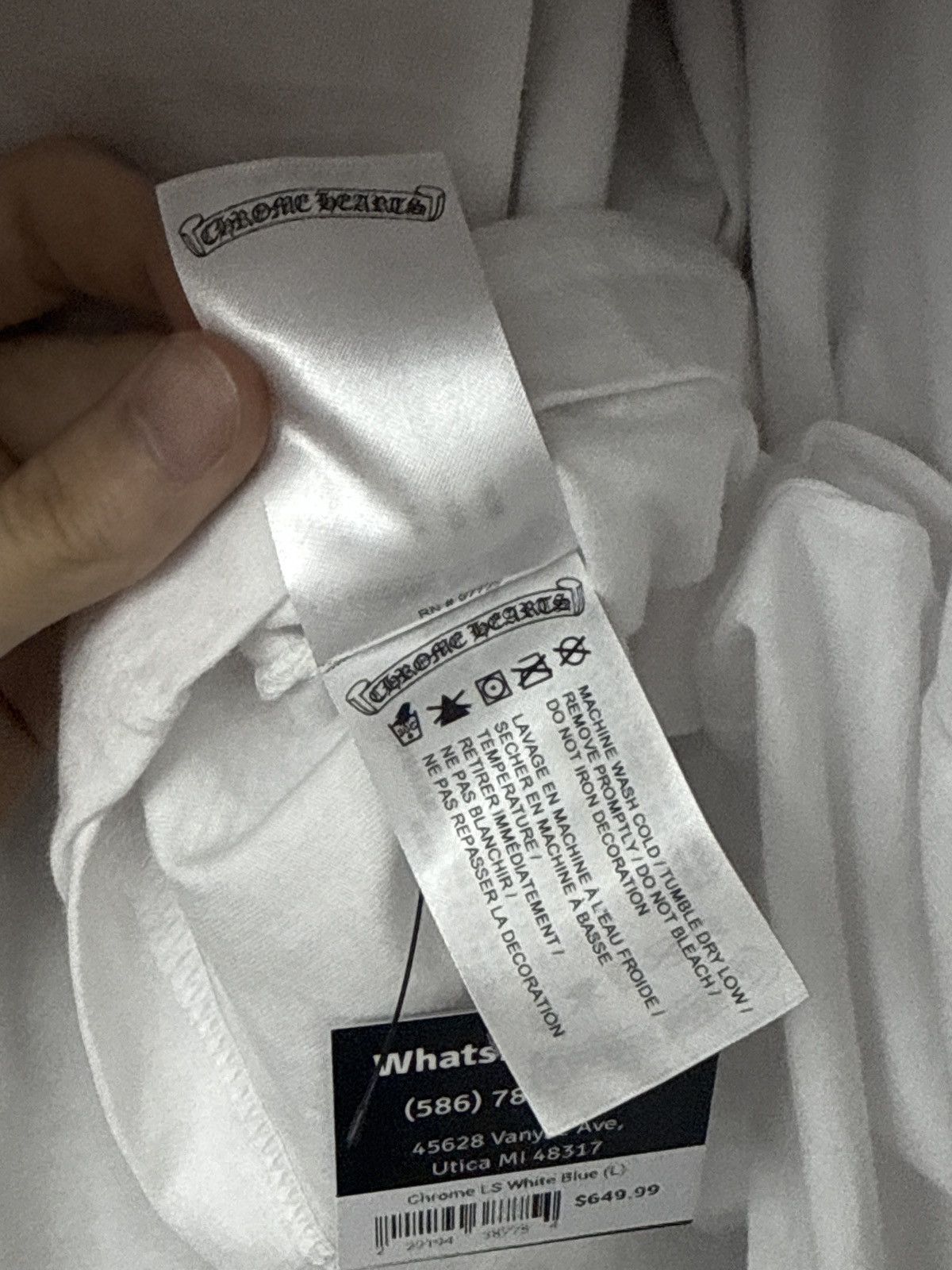 Chrome Hearts Size L - Chrome Hearts Tee Shirt Blue Neck Logo White RARE Size US L / EU 52-54 / 3 - 15 Thumbnail