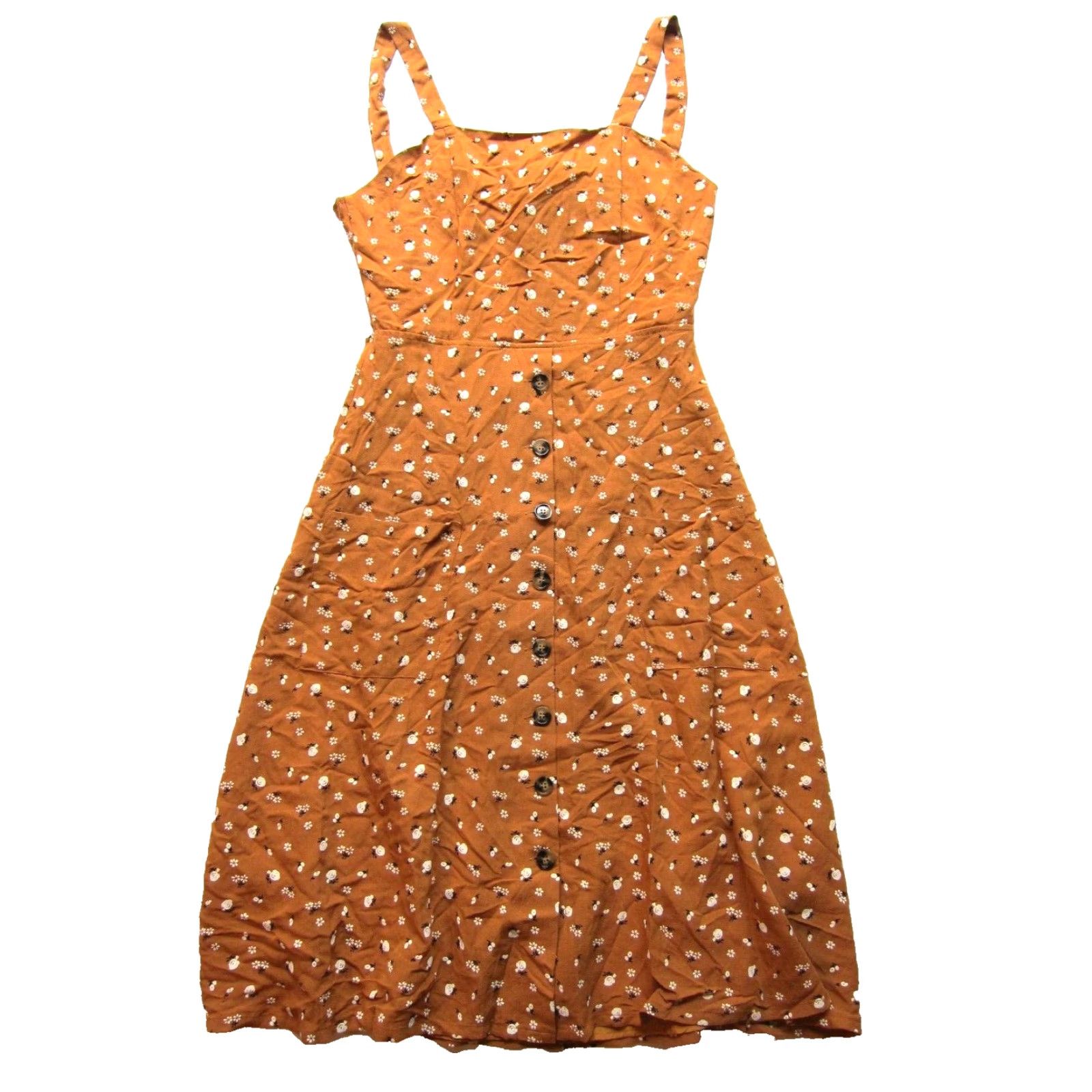 Vintage Baloot Floral Midi Sundress Tank Dress Sun Dress Large Orange White Black Pockets Rayon Dress L Women Size L / US 10 / IT 46 - 2 Thumbnail