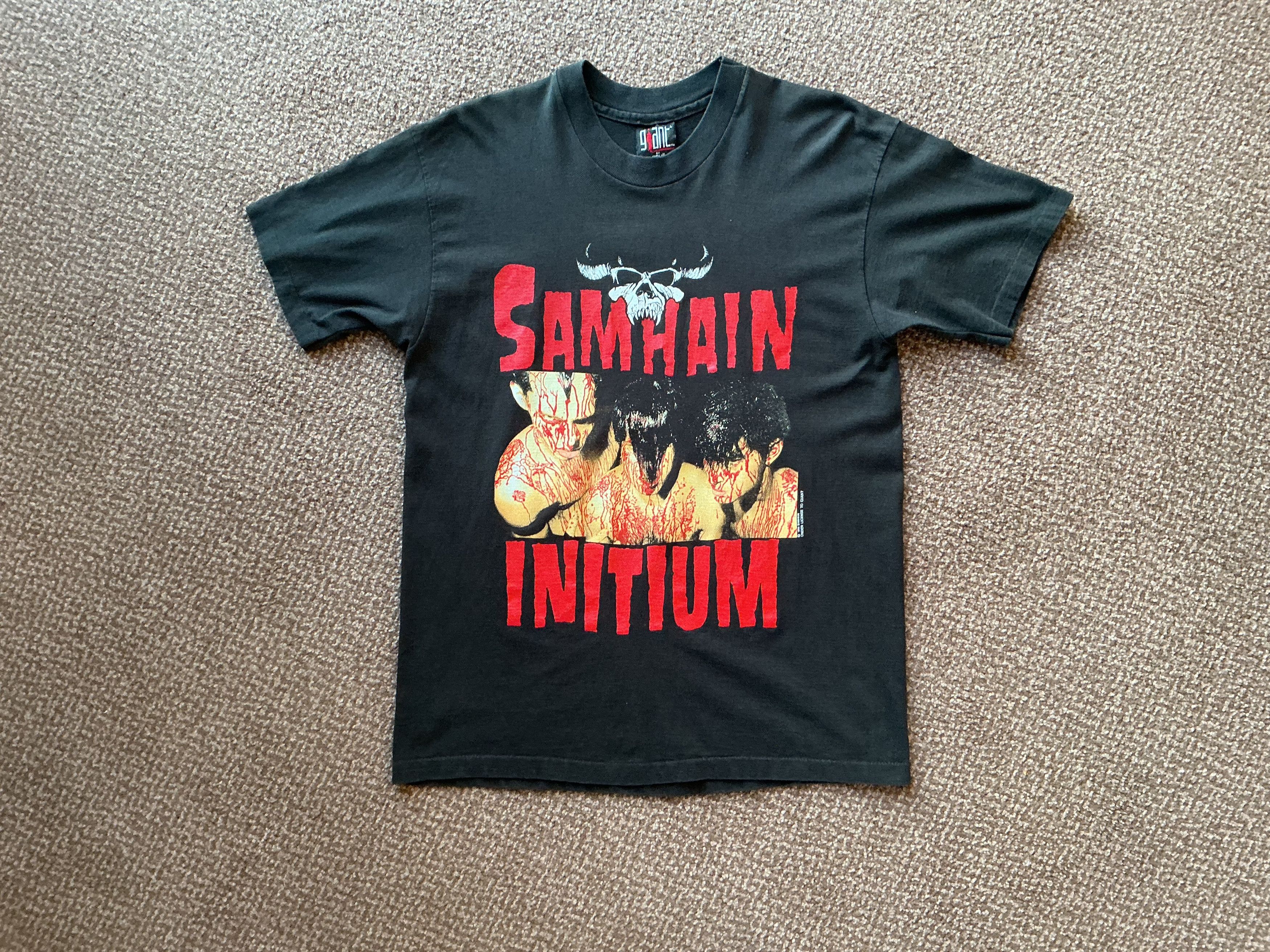 Anvil Rare 1990 Samhain Initium vintage t shirt Danzig Misfits Size US L / EU 52-54 / 3 - 4 Thumbnail