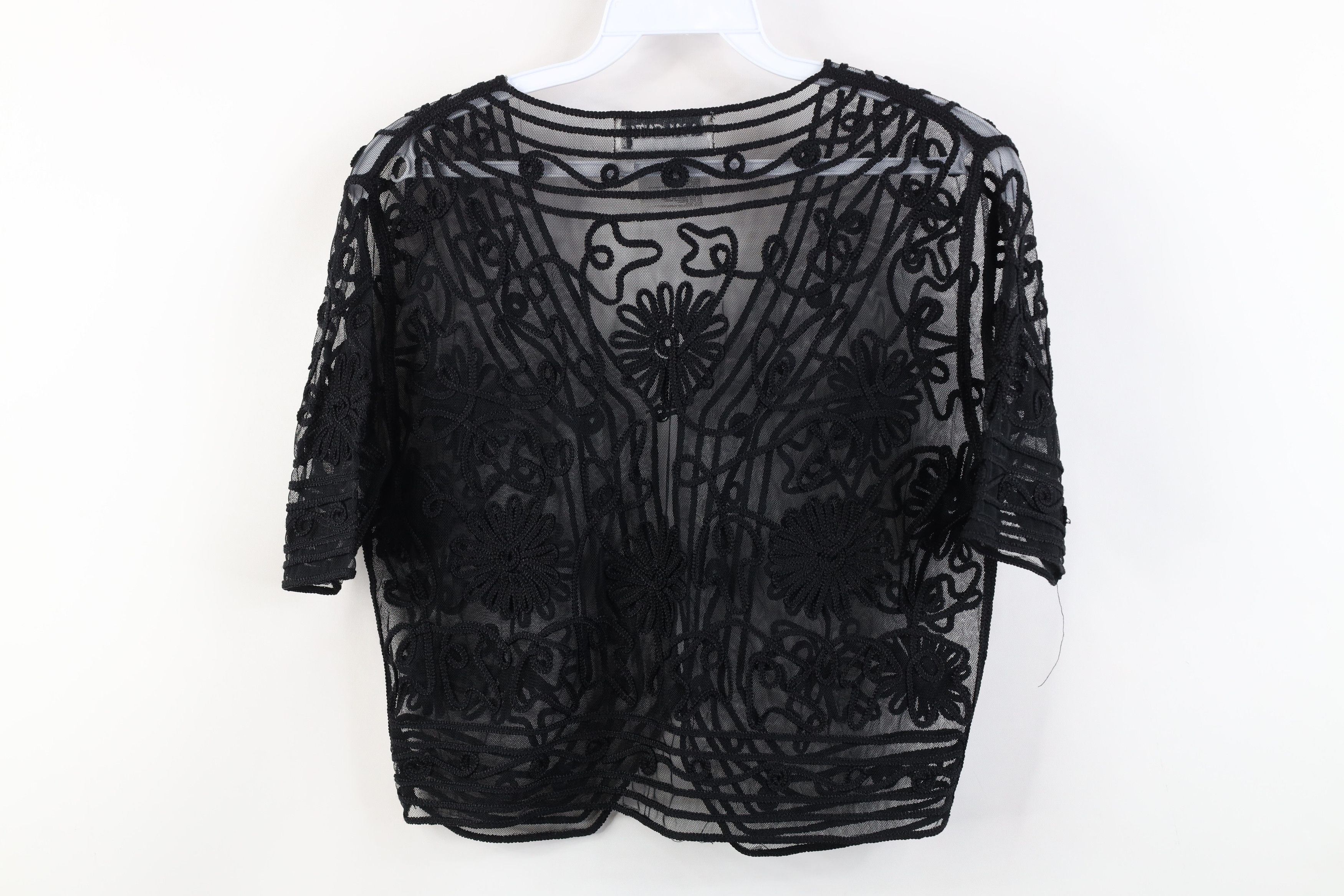 Vintage Vintage 90s Y2K Babydoll Flower Button Cardigan Shirt Black Size S / US 4 / IT 40 - 9 Thumbnail