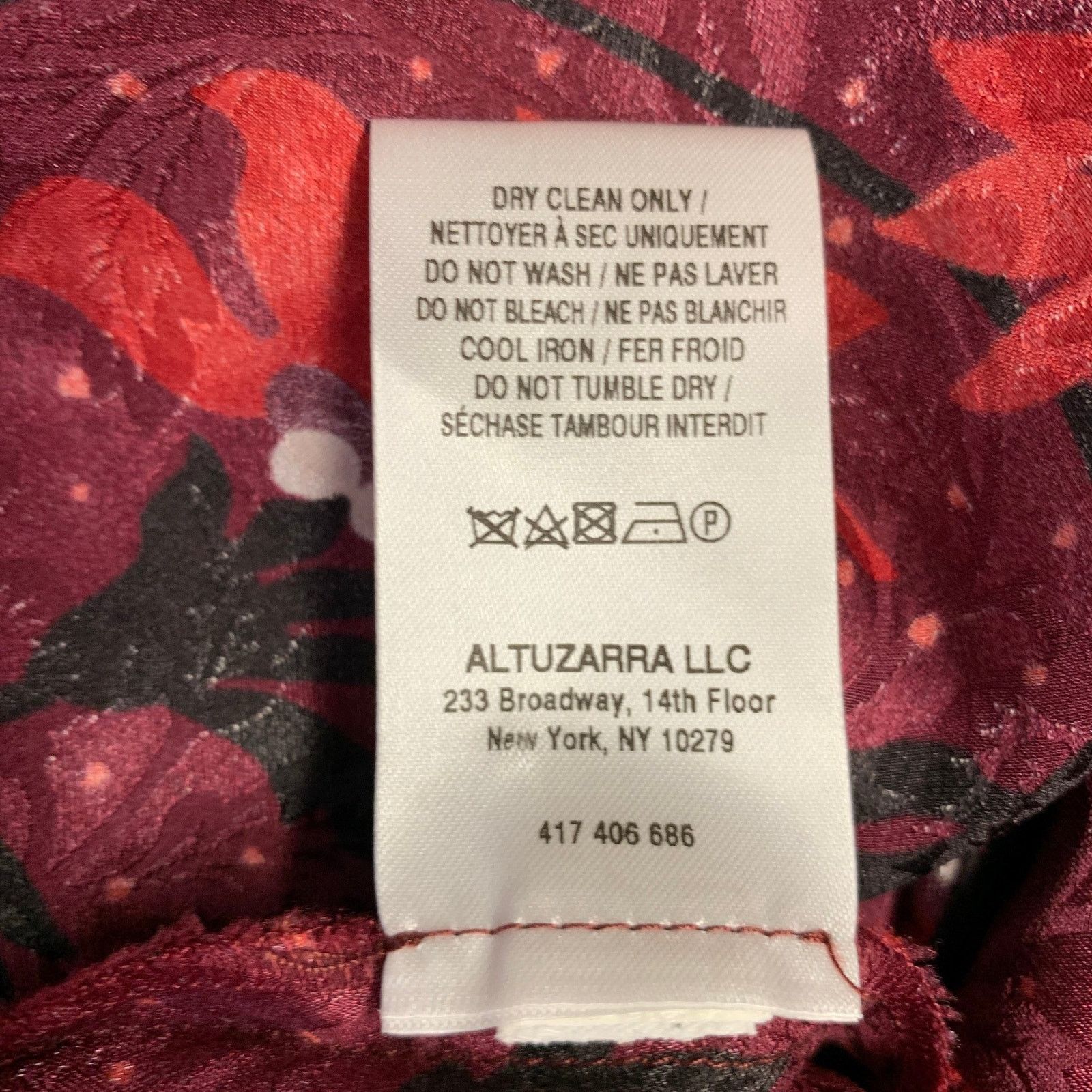 Altuzarra ALTUZARRA Size 0 Burgundy Black White Silk Floral Blouse Size XS / US 0-2 / IT 36-38 - 7 Thumbnail