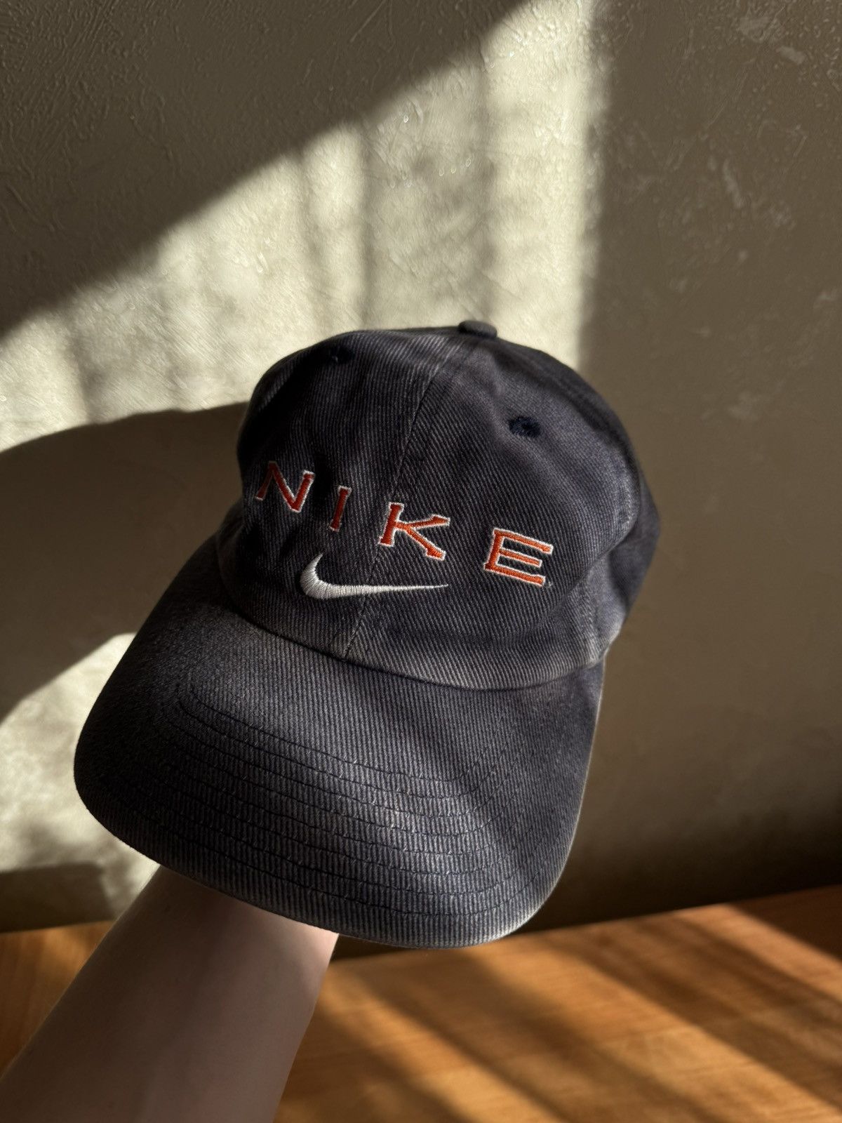 Nike Vintage Nike Embroidered Spellout Cap - Faded Navy / Orange Size ONE SIZE - 2 Thumbnail