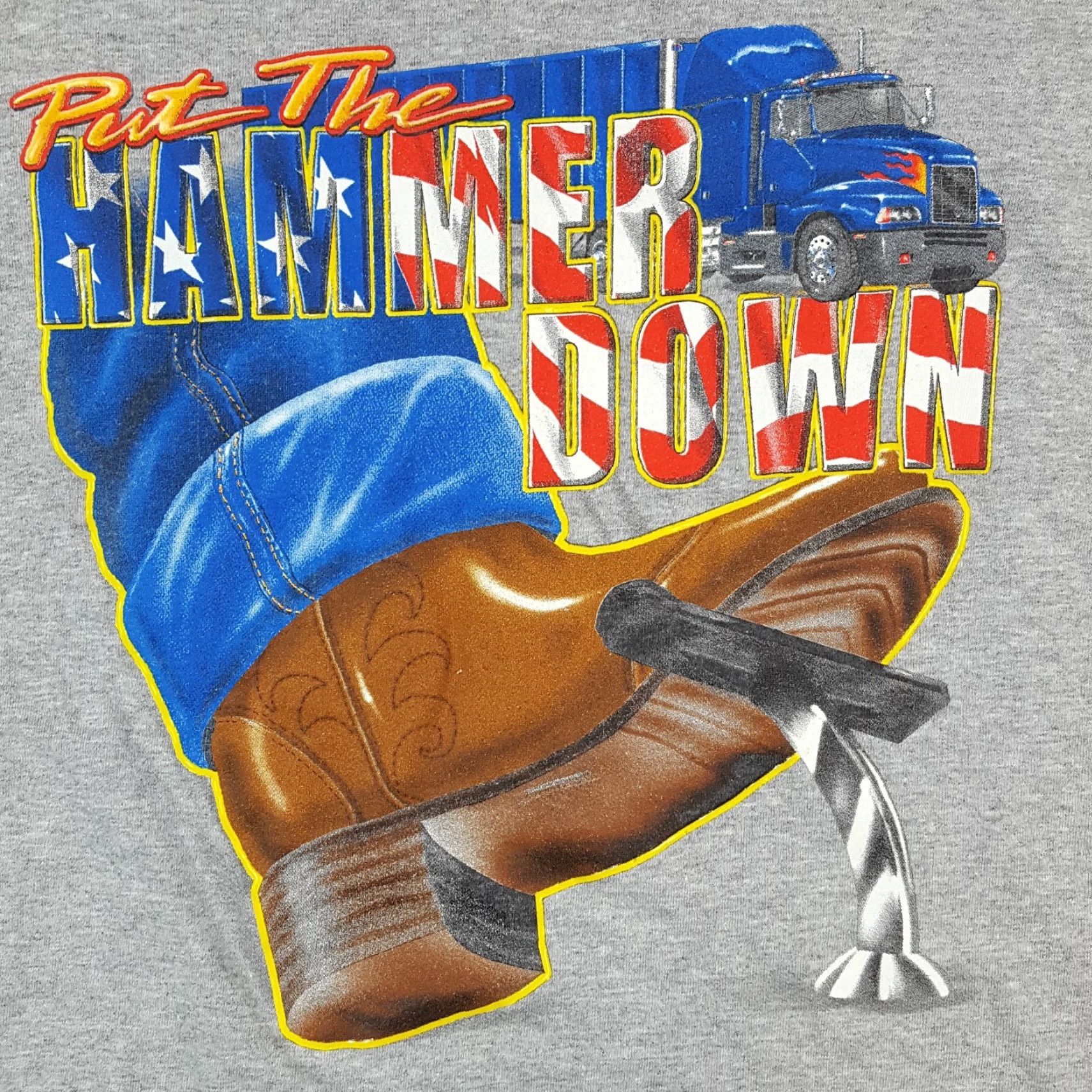 Gildan VINTAGE Gildan T-Shirt Shirt Men 90s Trucker Hammer Down Flag USA Gray Small Crew Neck Short Sleeve 18 Wheeler Embroidered Logo Vintage USA Size US S / EU 44-46 / 1 - 3 Thumbnail