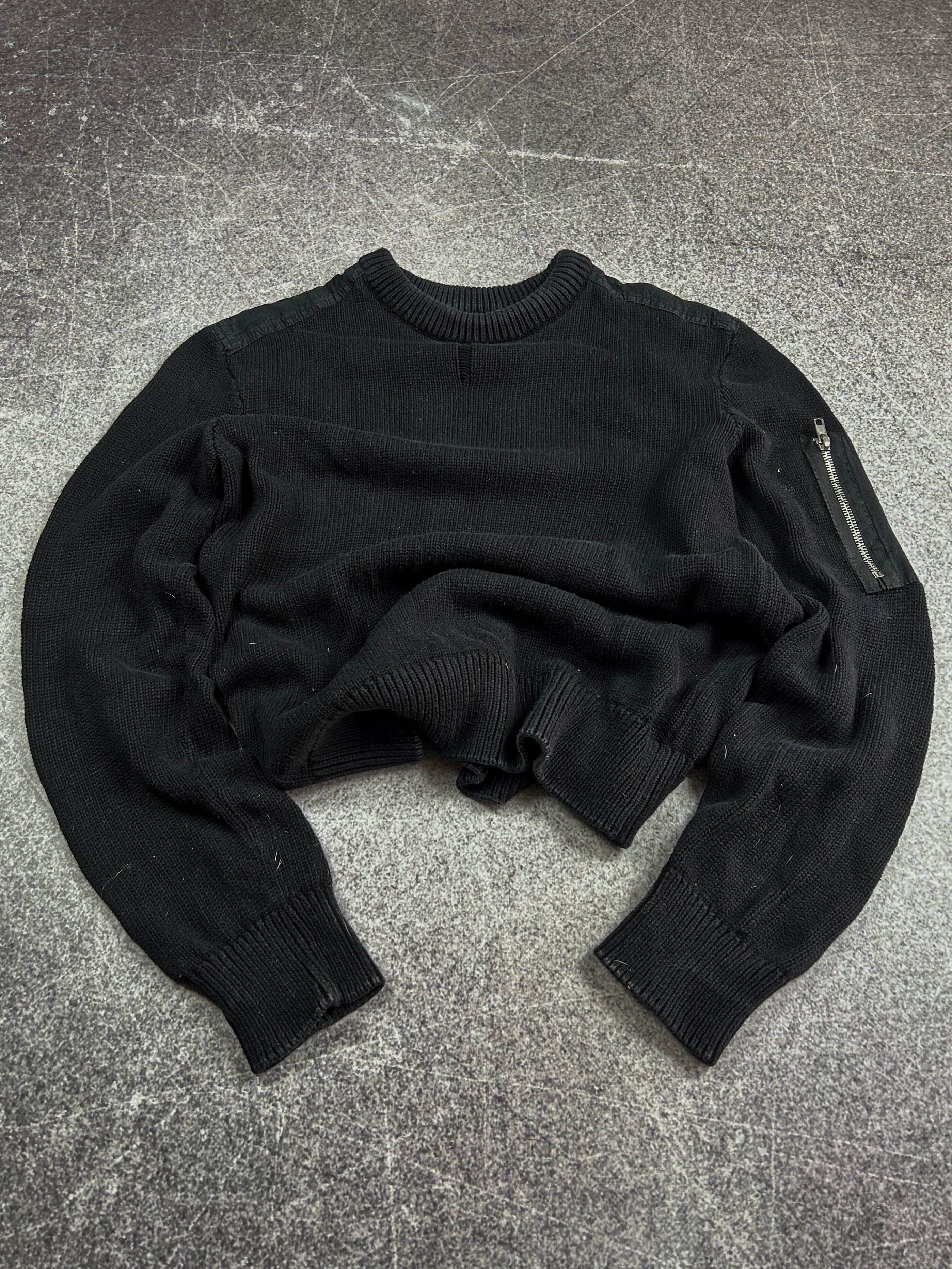 Japanese Brand Black Knit Sweater Zip Sleeve Minimal Tech Grunge Y2K Core Size US M / EU 48-50 / 2 - 1 Thumbnail