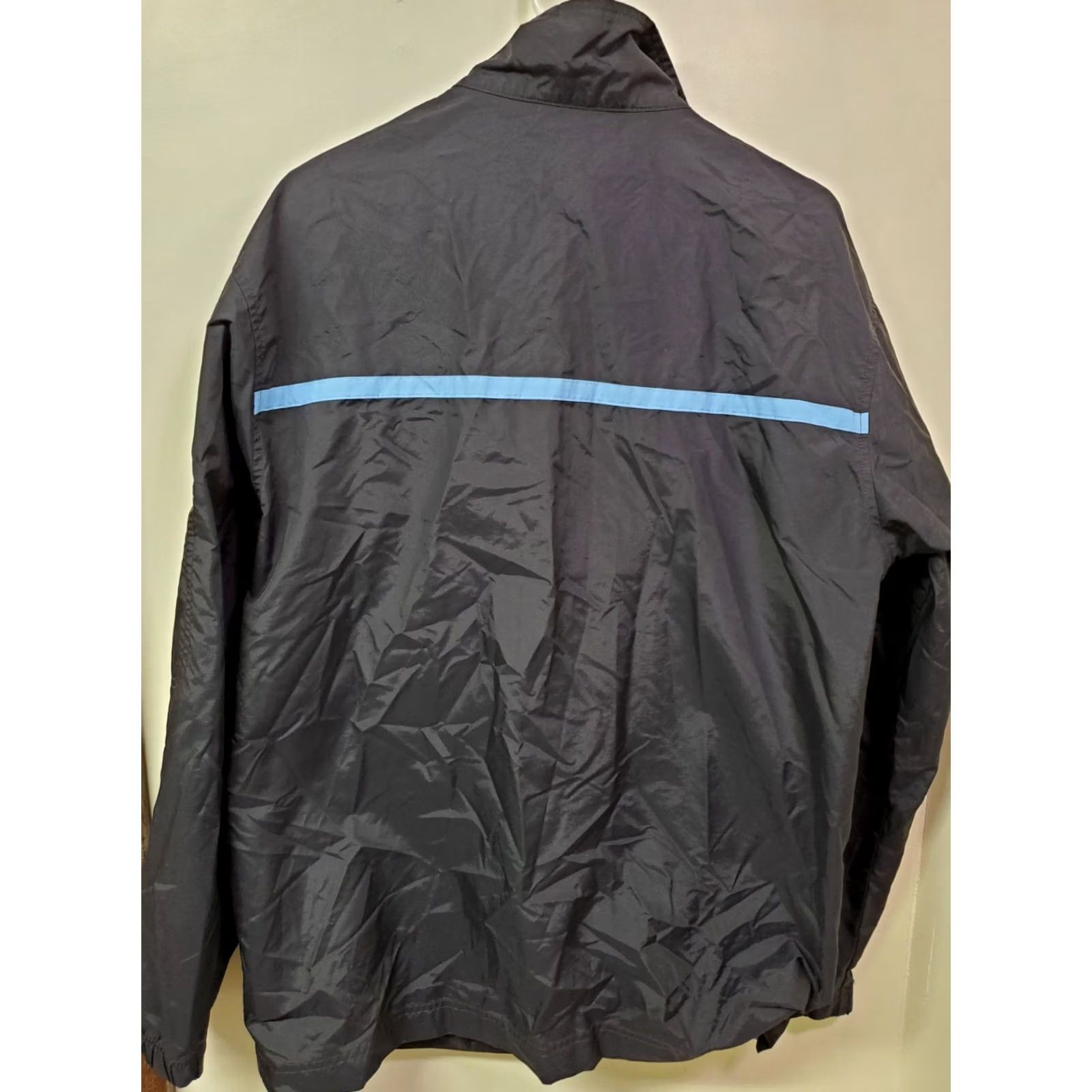 Nike Nike Jacket Mens Large Black Blue Stripes Nylon Windbreaker Full Zip Pockets Size US L / EU 52-54 / 3 - 7 Thumbnail