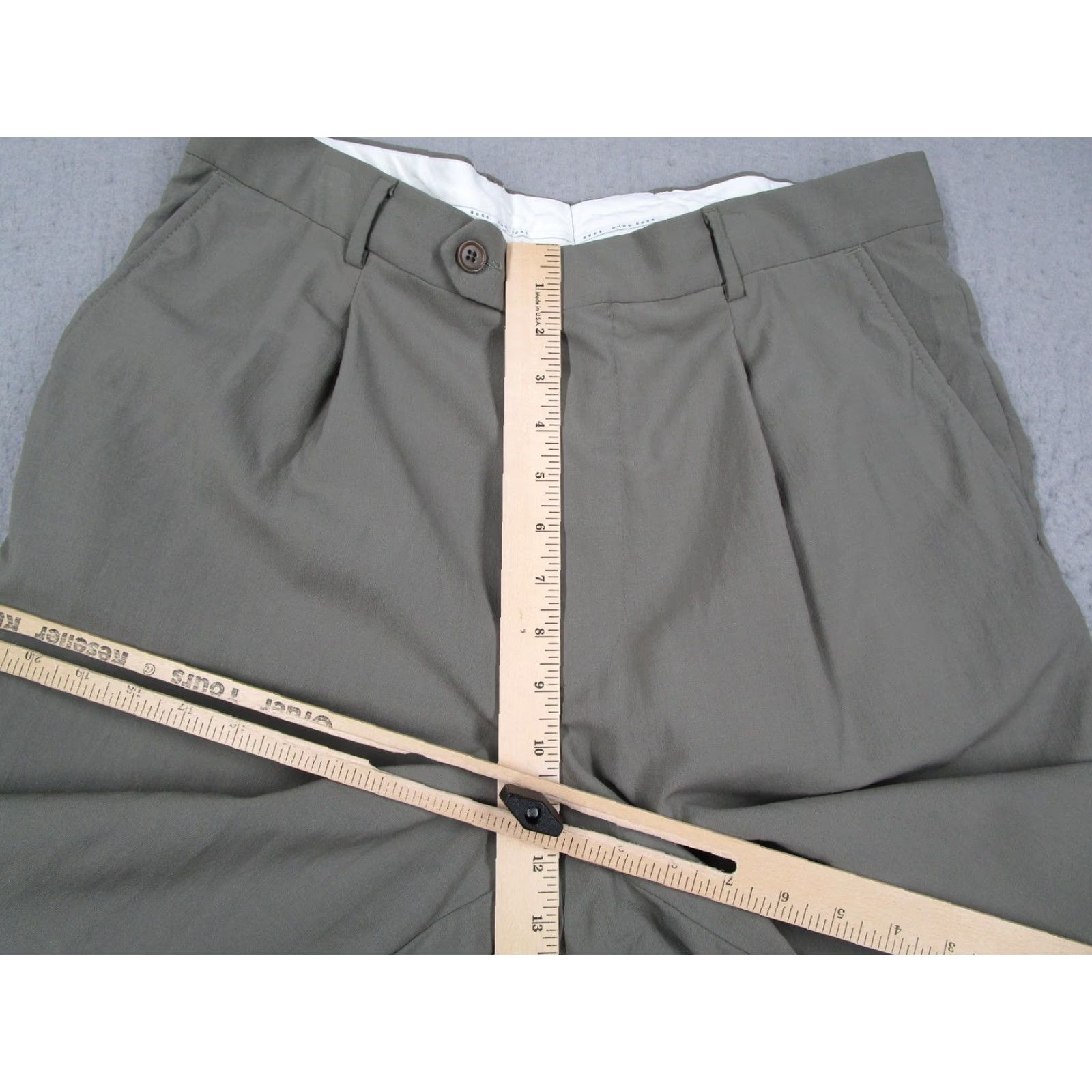 Hugo Boss VINTAGE Hugo Boss Dress Pants Mens 36 Olive Green Pleated Wool Straight Zip Fly Pockets Dry Clean Only Made in USA 34x38 MENS, Dr Hook USA Size US 34 / EU 50 - 6 Thumbnail