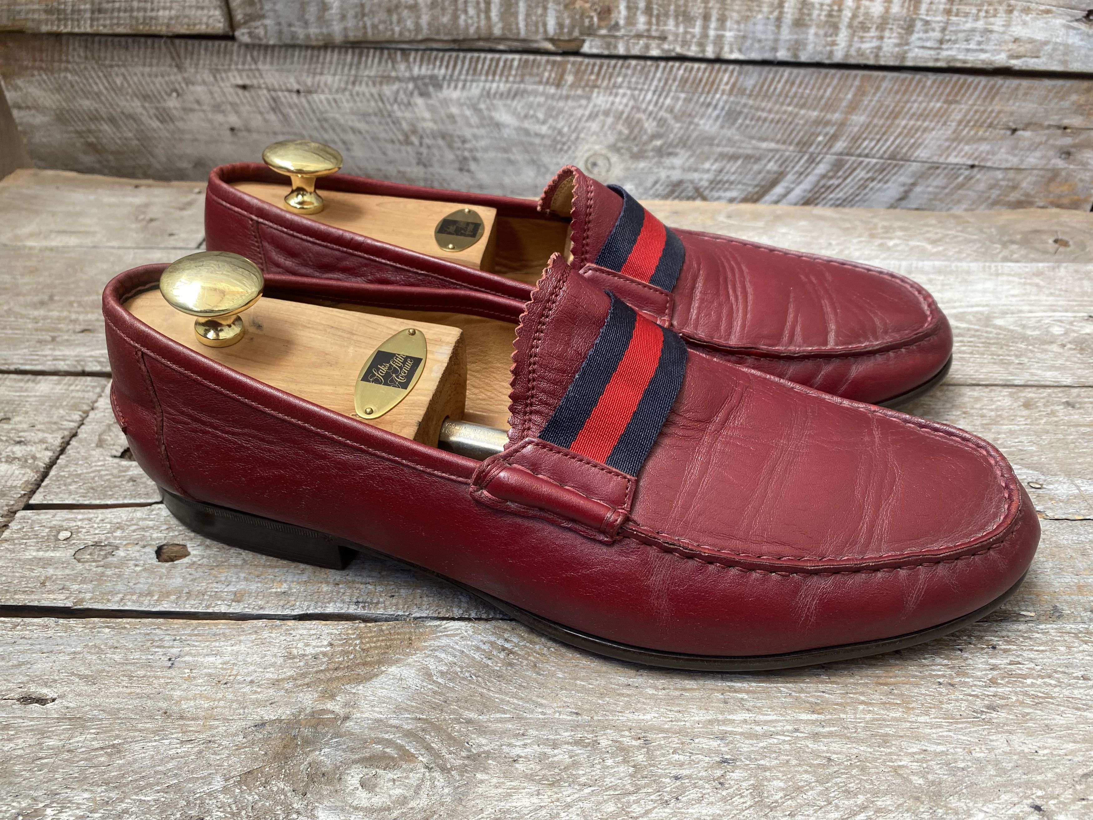 Gucci Gucci penny loafer burgundy 3 stripe leather shoes sz 10 Size US 11 / EU 44 - 8 Thumbnail