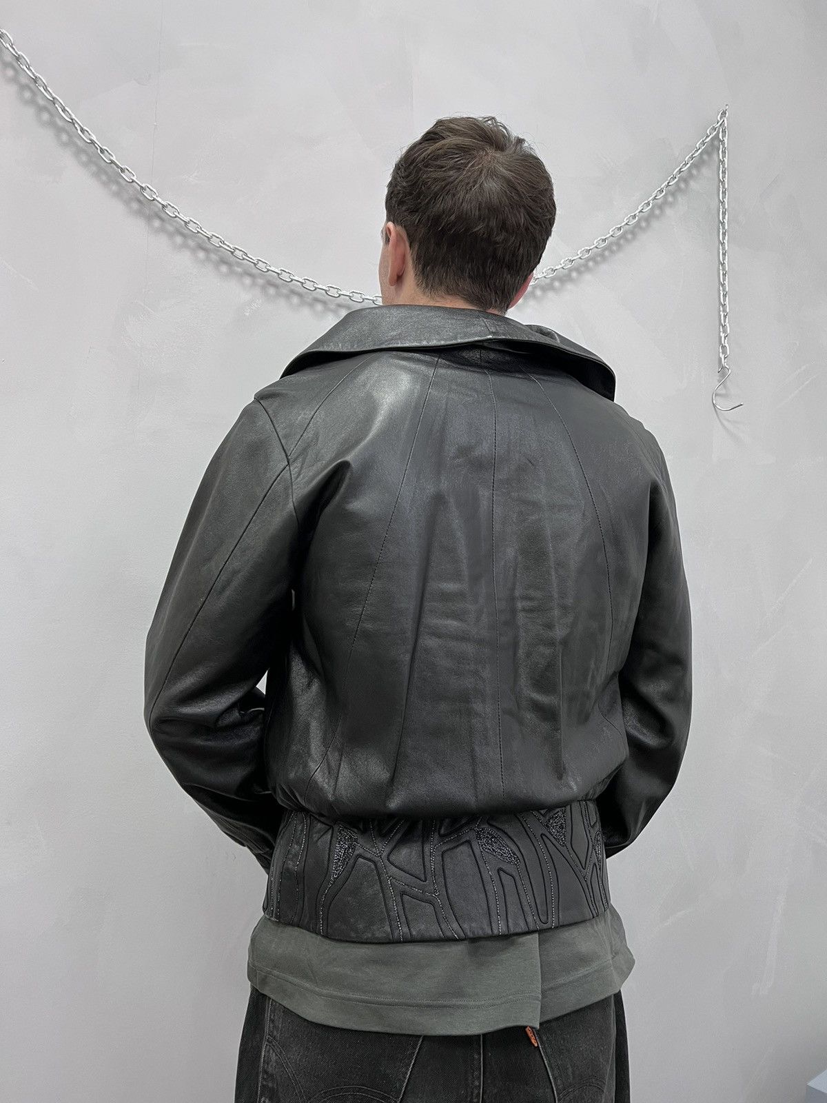 Vintage SALE💣💣90s PUNK Real Leather Cropped Jacket Avant Garde Size US M / EU 48-50 / 2 - 9 Thumbnail