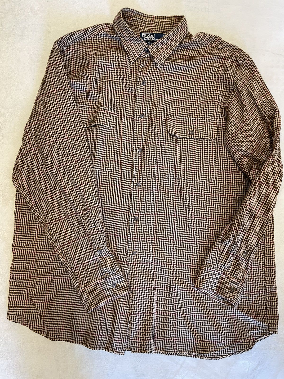 Polo Ralph Lauren × Vintage Silk & Cotton Windowpane Houndstooth Check BENFORD Shirt Size US XL / EU 56 / 4 - 2 Thumbnail