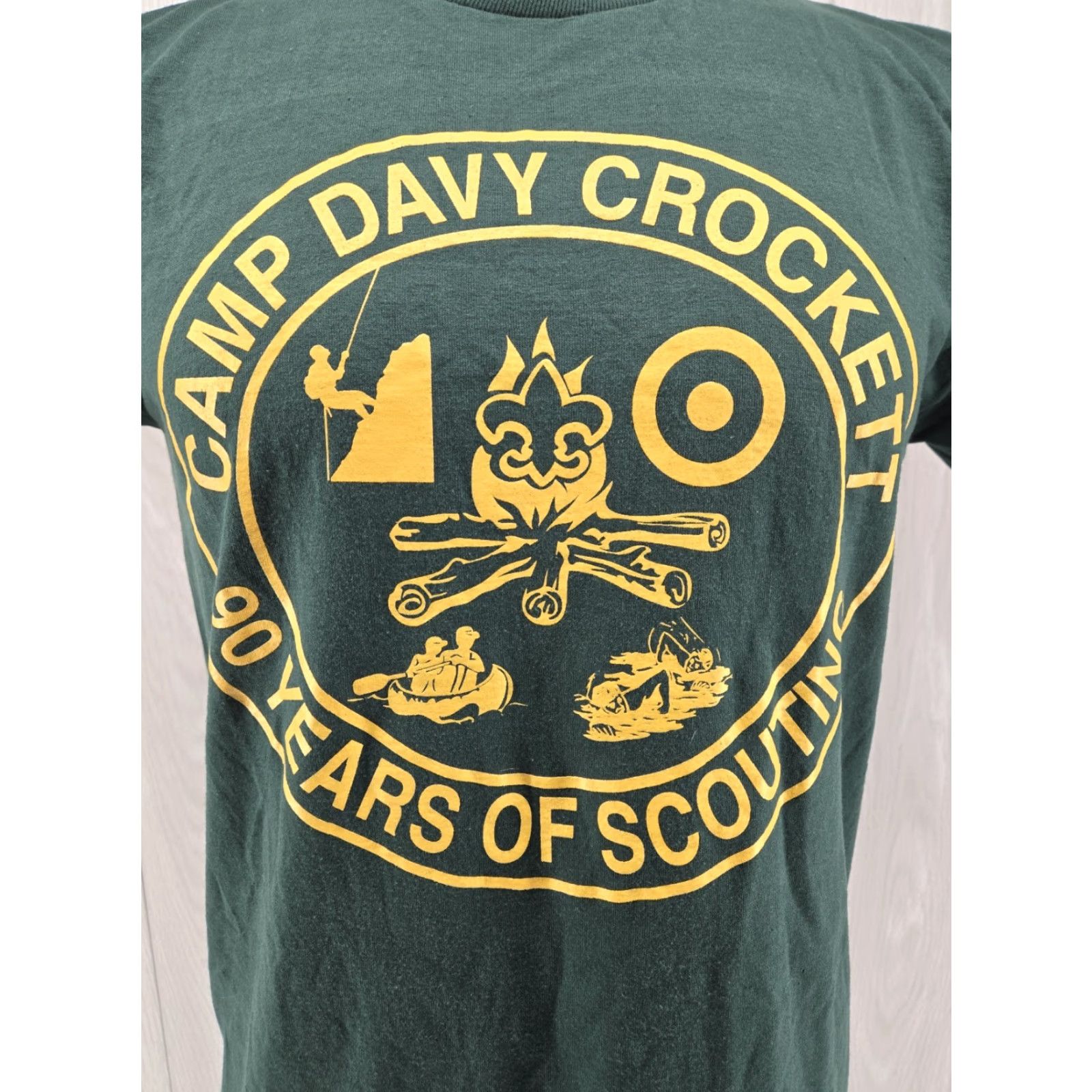 Jerzees VINTAGE Camp Davy Crockett Camp T-Shirt Size Medium BSA Boy Scouts STAFF 2000 Mens Shirt Green 90s Size US M / EU 48-50 / 2 - 3 Thumbnail
