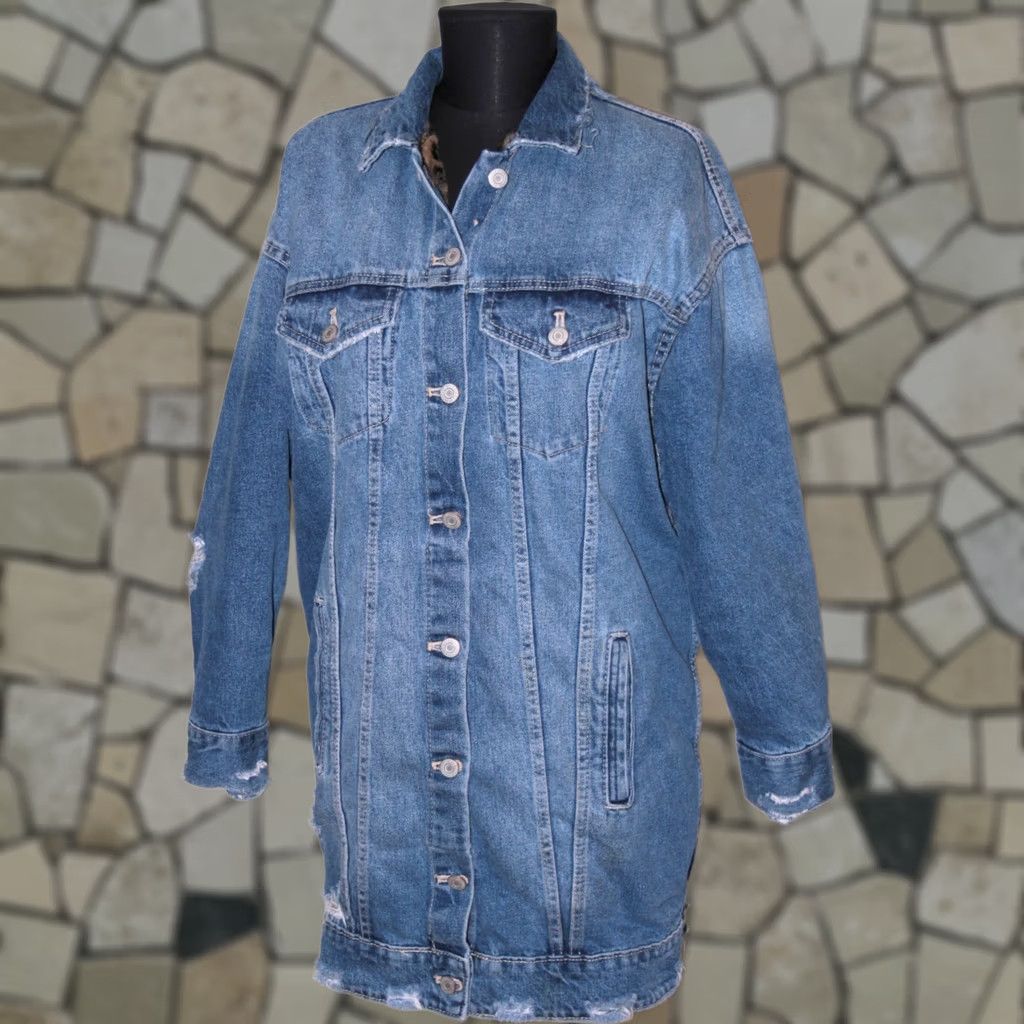 Zara Zara Trafaluc denimwear Jacket Womens warm leopard jeans Size M Blue Size 32" / US 10 / IT 46 - 1 Thumbnail