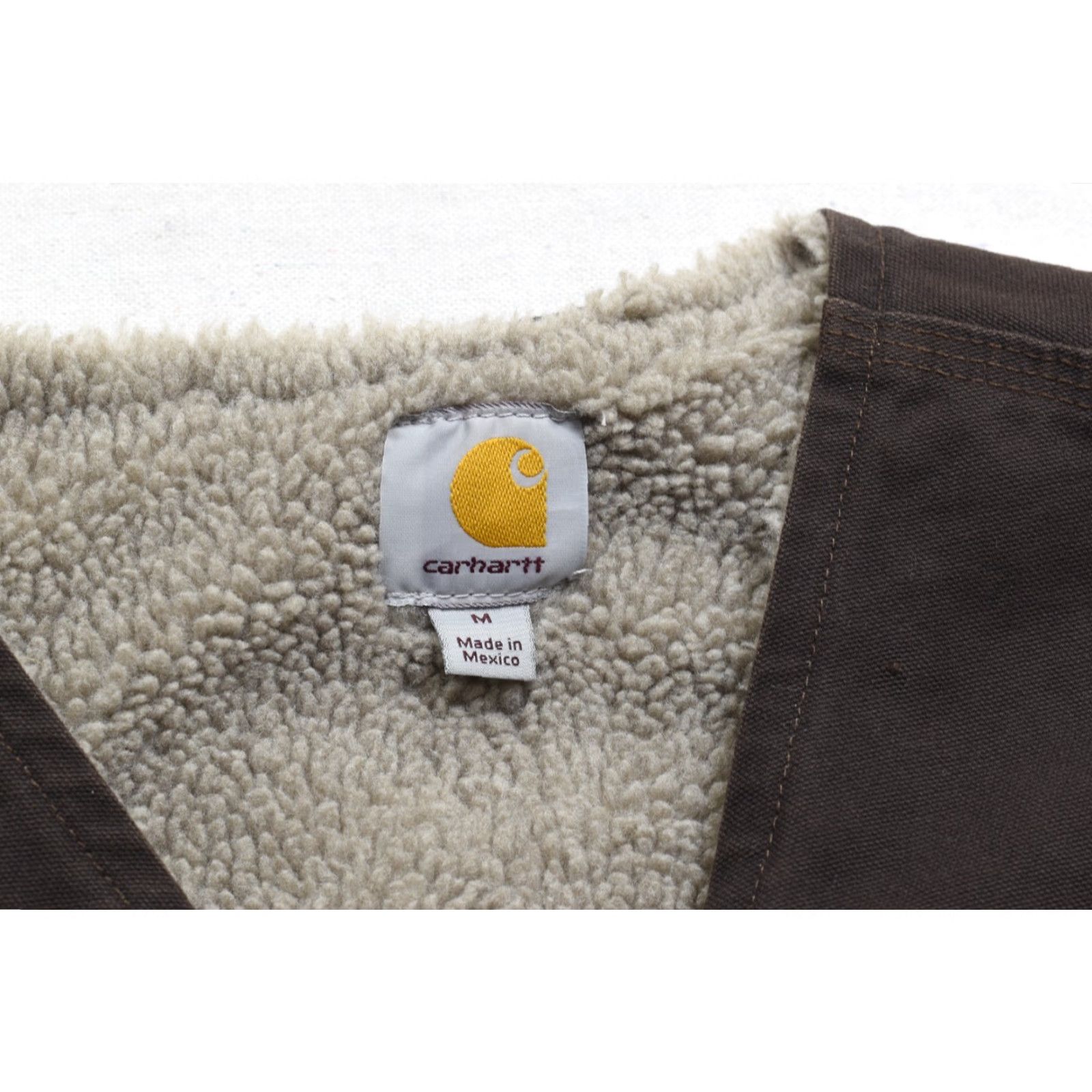 Carhartt Carhartt V26 DKB Men's Medium Dark Brown Sandstone Duck Sherpa Lined Mock Neck V Jacket Size US M / EU 48-50 / 2 - 6 Thumbnail