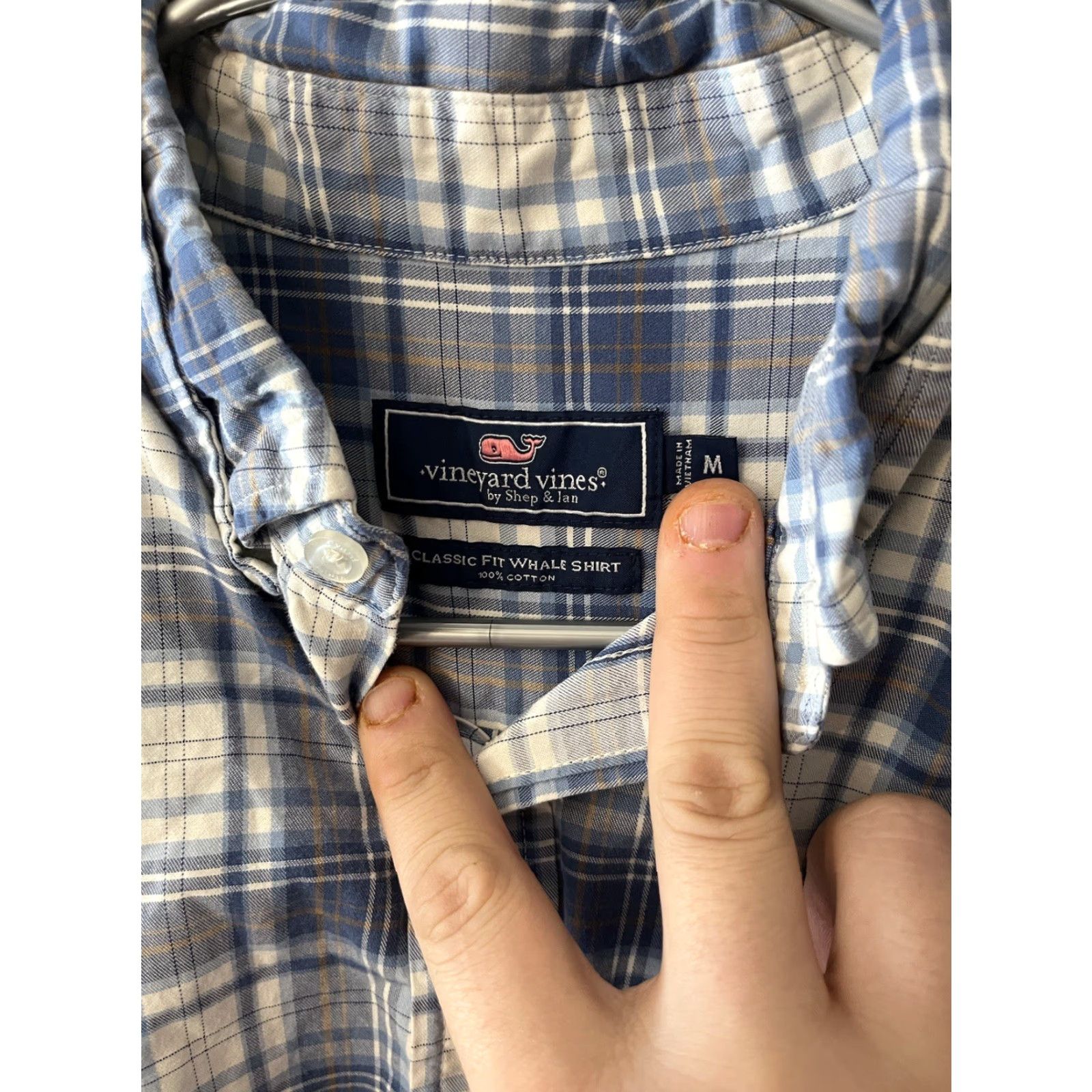 Vineyard Vines Vineyard Vines Shirt Mens M Plaid Check Classic Fit Whale Blue white Preppy Shirt Size US M / EU 48-50 / 2 - 2 Thumbnail